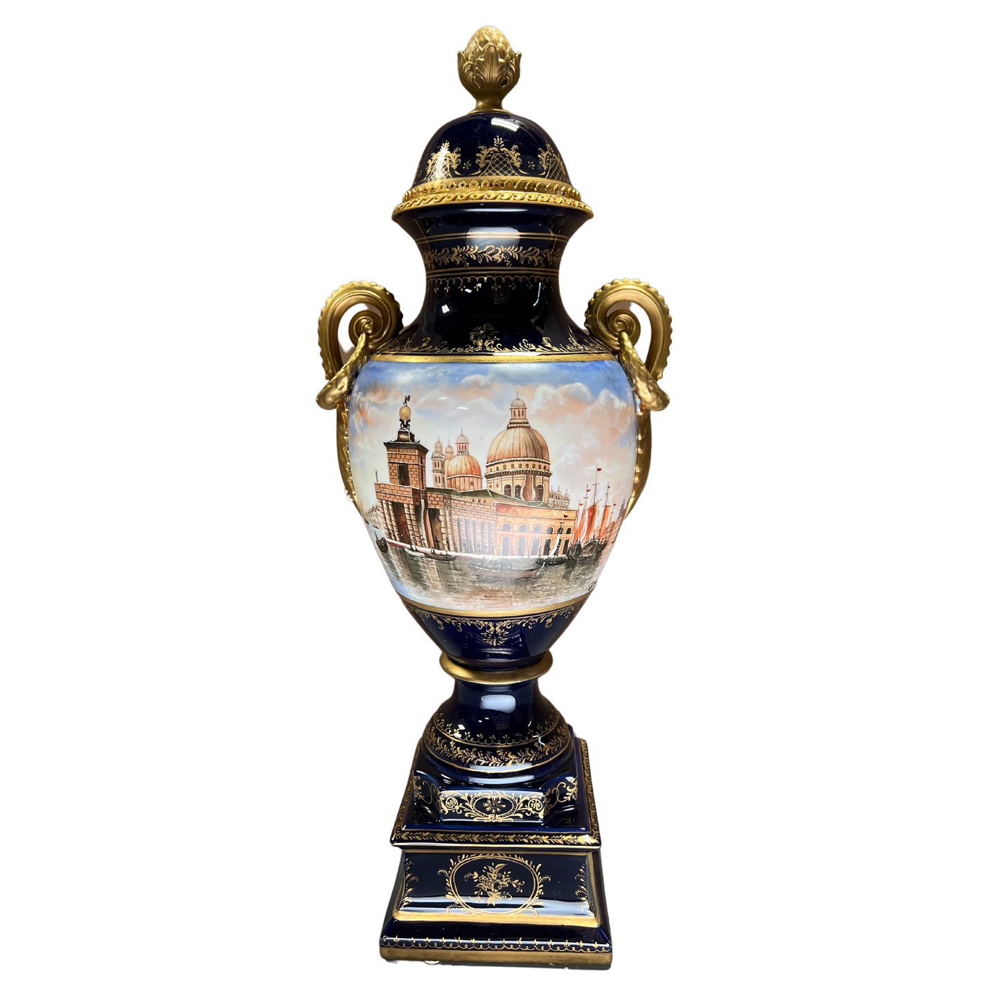 Gorgeous Hand-painted Porcelain And Bronze Vase