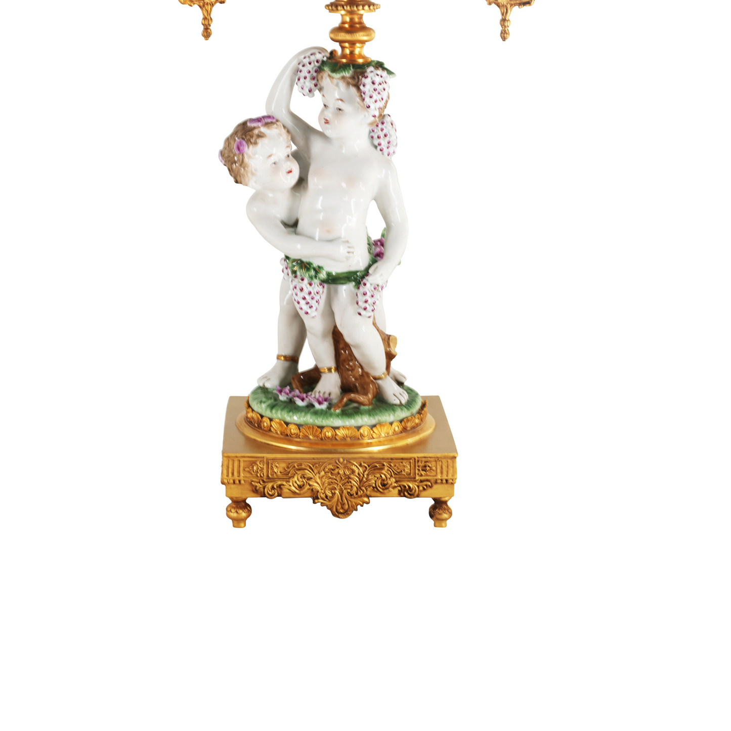 Cherub Grapes Hand-painted Candle Holder