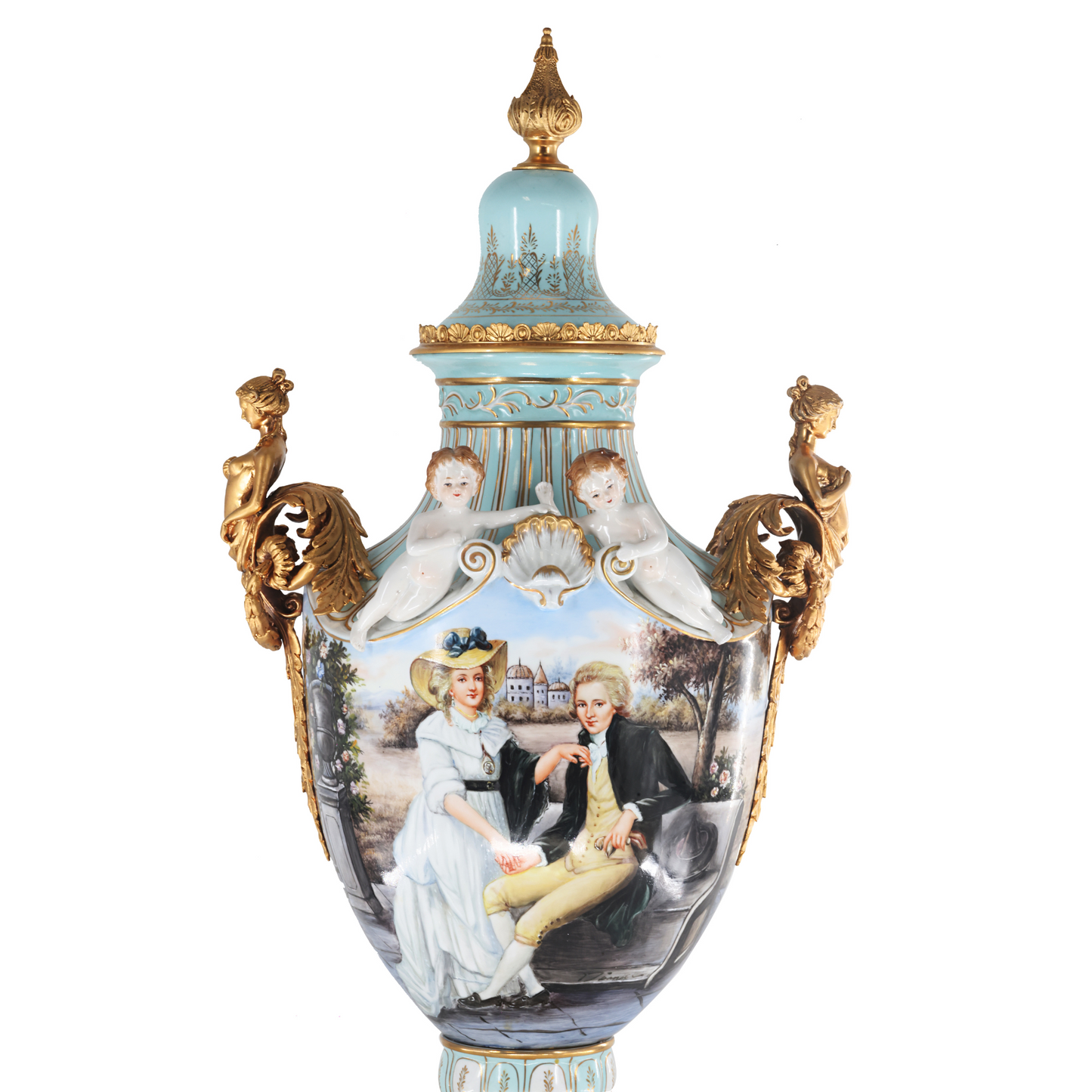 Gorgeous Rococo Style Hand-painted Porcelain Vase