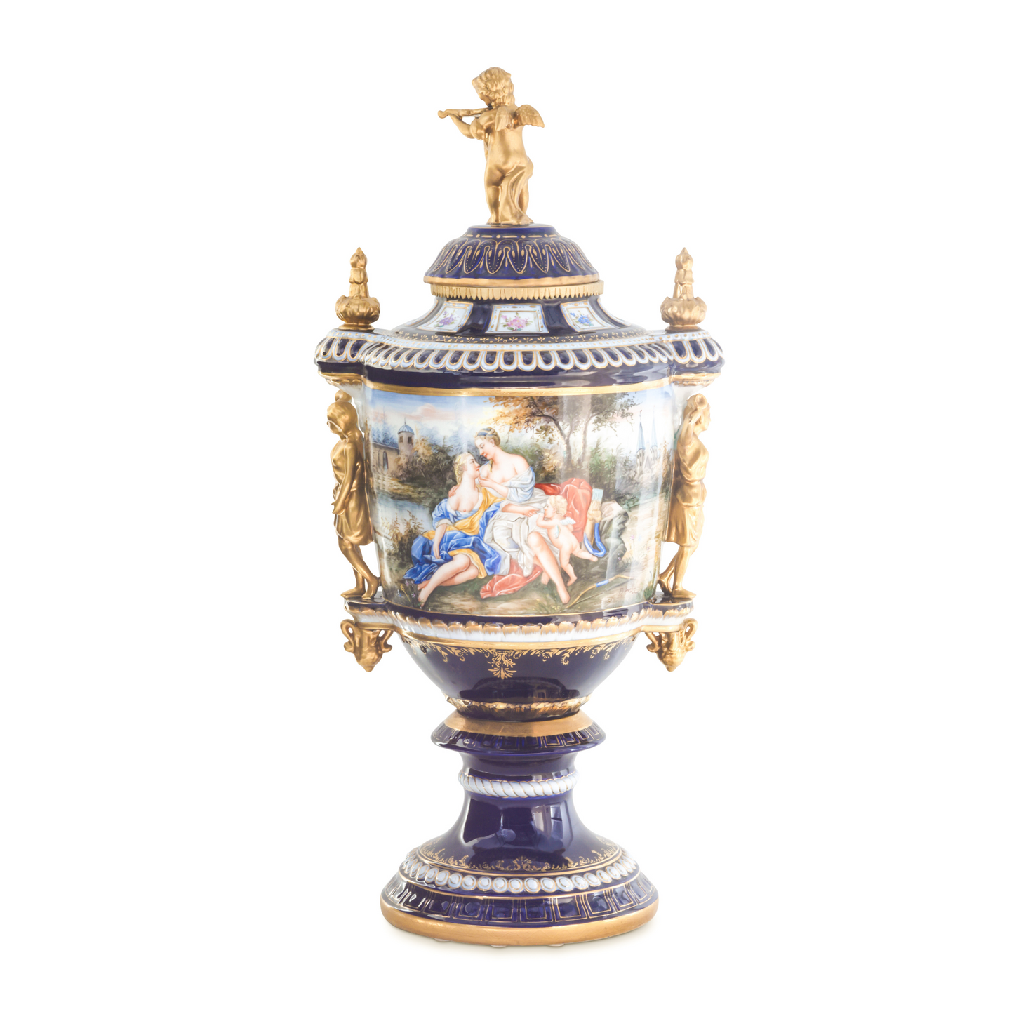 Porcelain Lady Handle mythological Urn