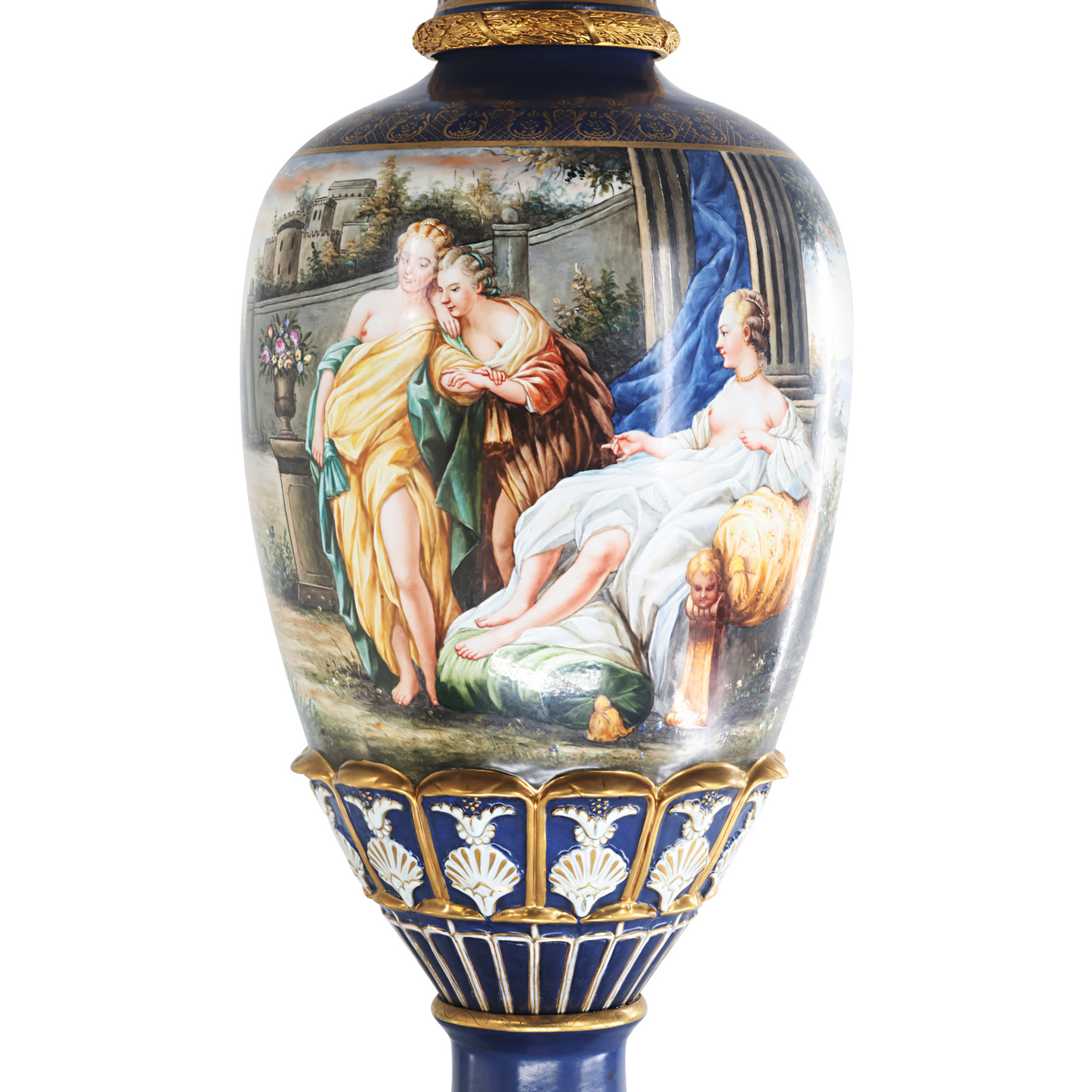 Hand-painted Rococo Style Vase with Hand-painted Motif