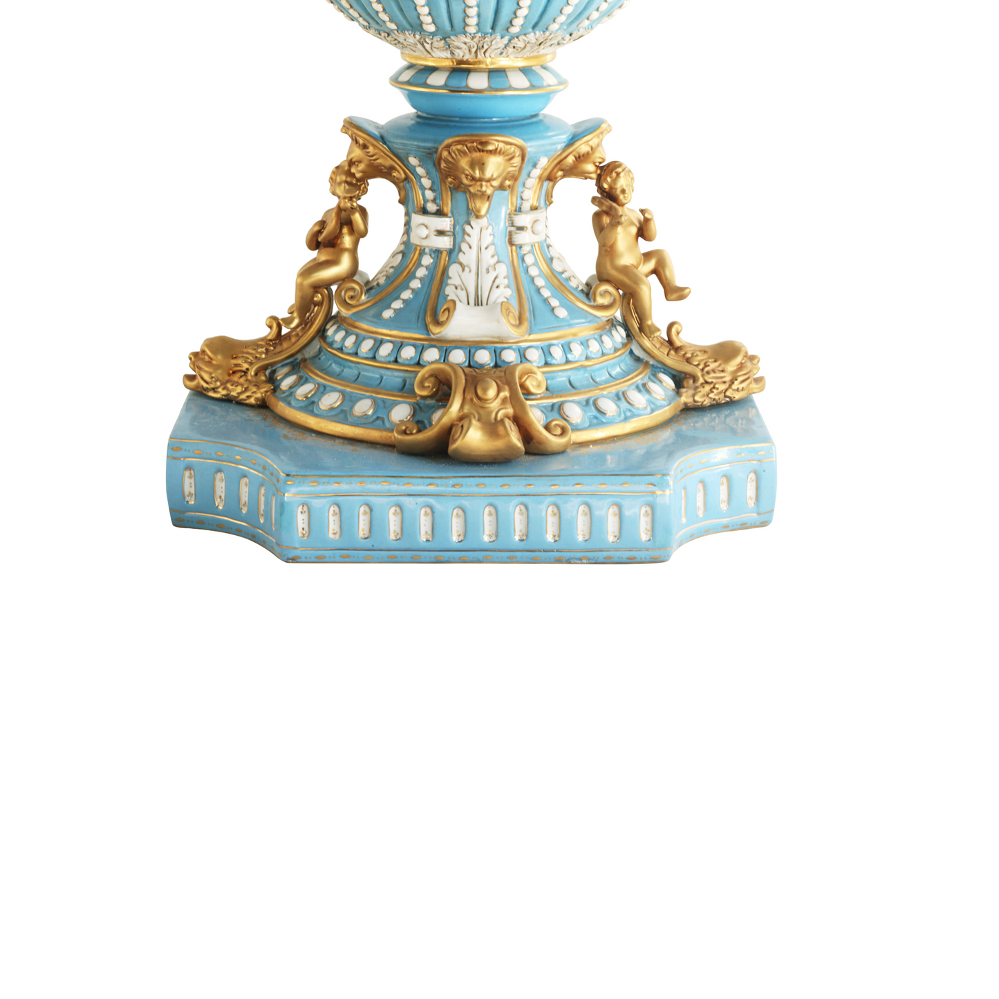 Hand-Painted Cherub Handle Society Vase