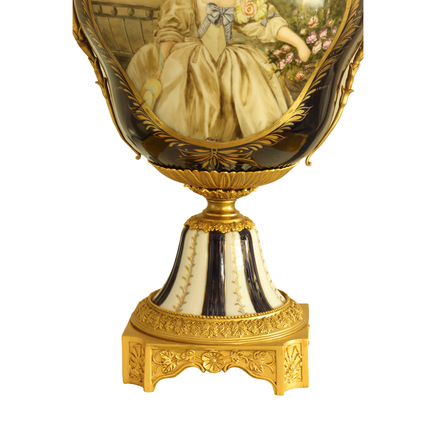 Hand-Painted Ornate Handle Society Vase