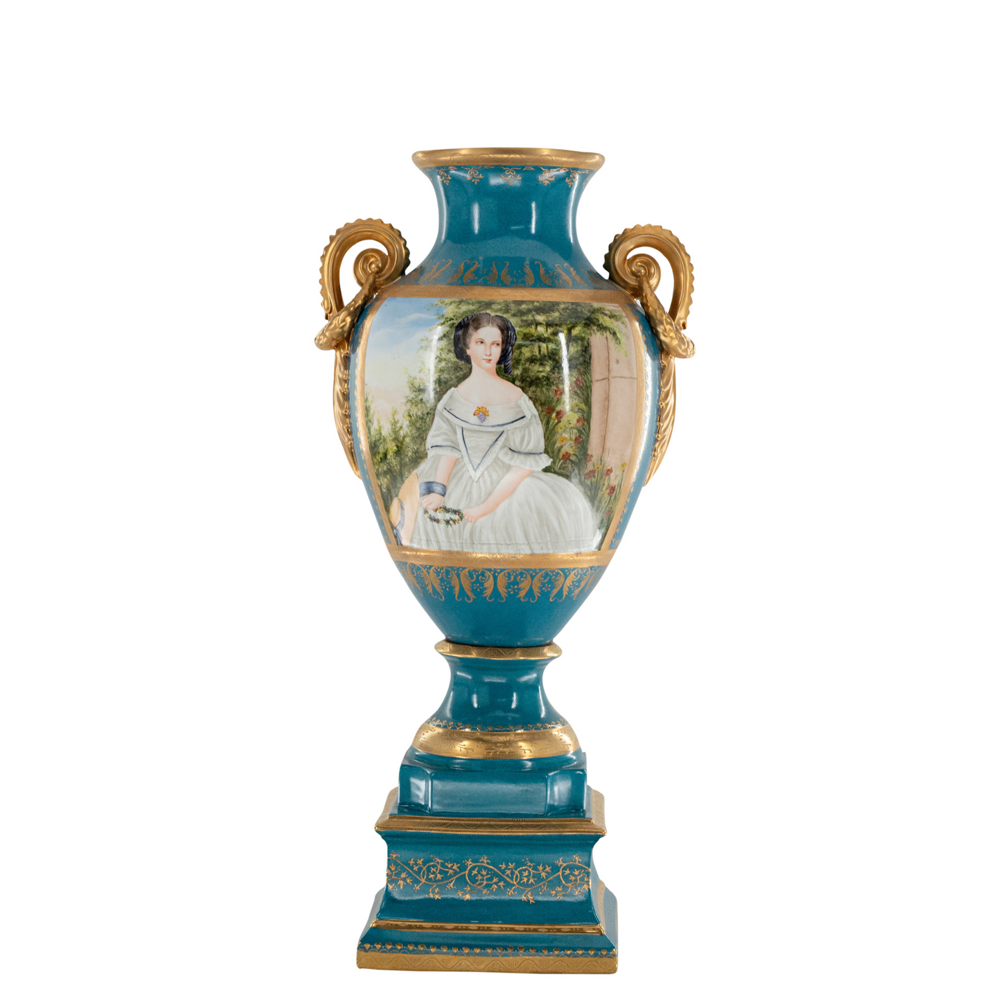 Gorgeous Hand-painted Porcelain And Bronze Vase