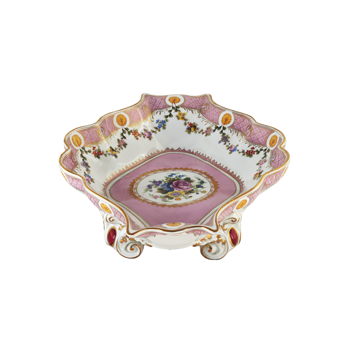 Hand-painted Pink Floral Serving Dish