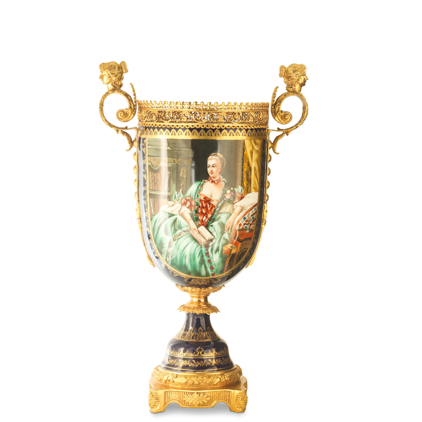 Potpourri Hand-painted Porcelain And Bronze Urn