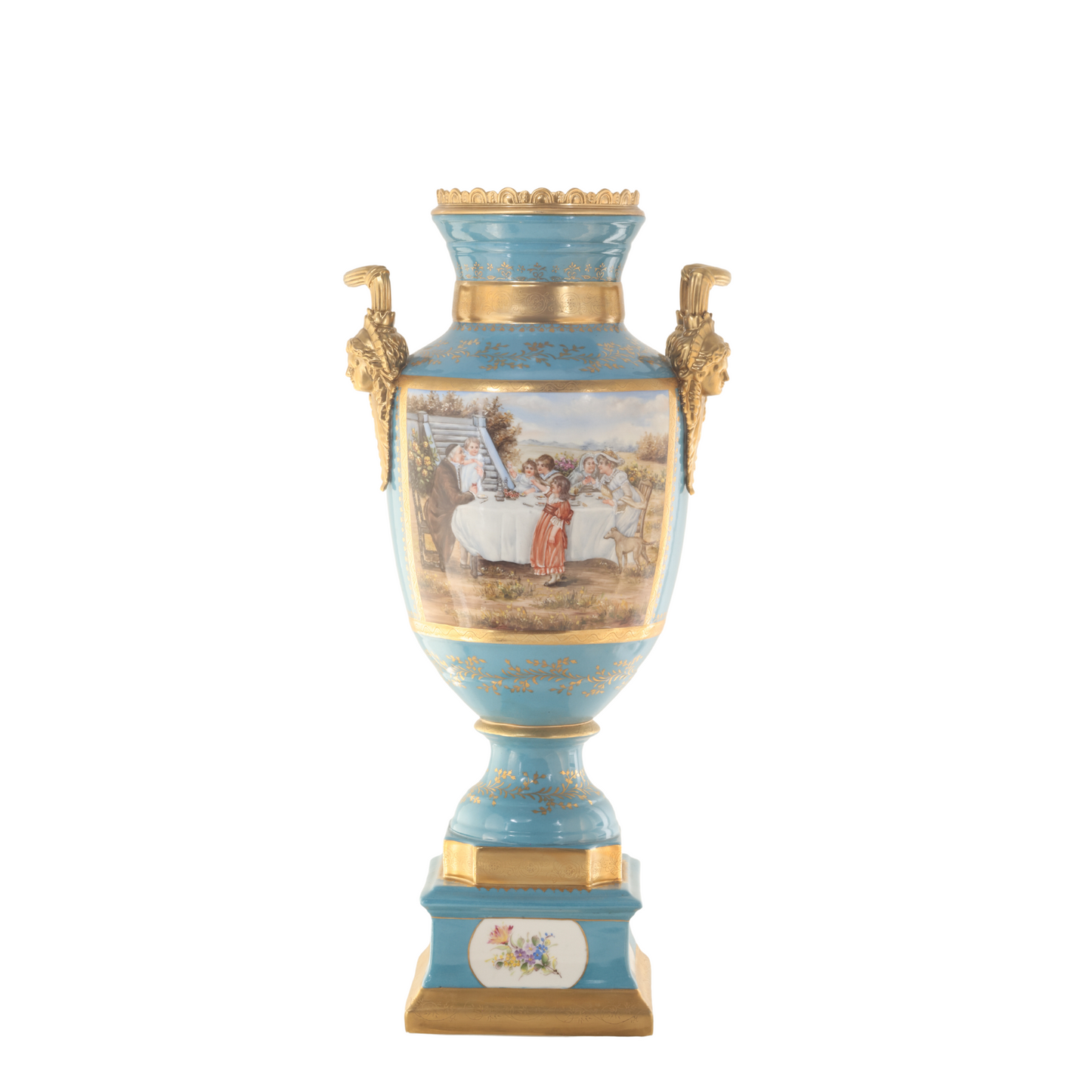 Hand-painted Porcelain Urn with Floral Motif