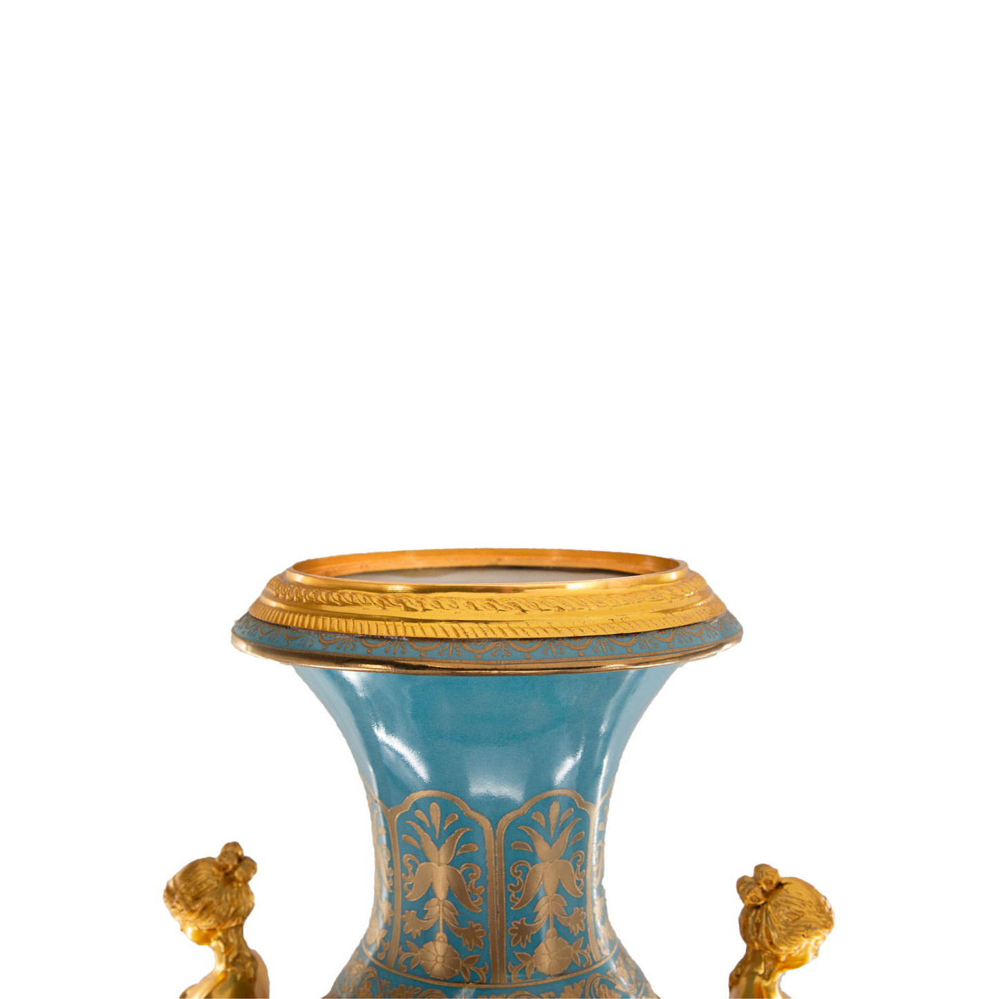 Striking Porcelain And Bronze Cherub Handle Vase