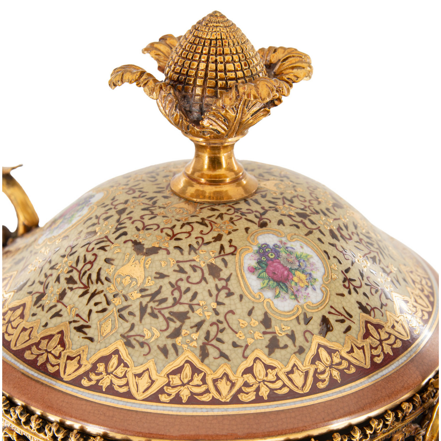 Potpourri Hand-painted Porcelain And Bronze Jar