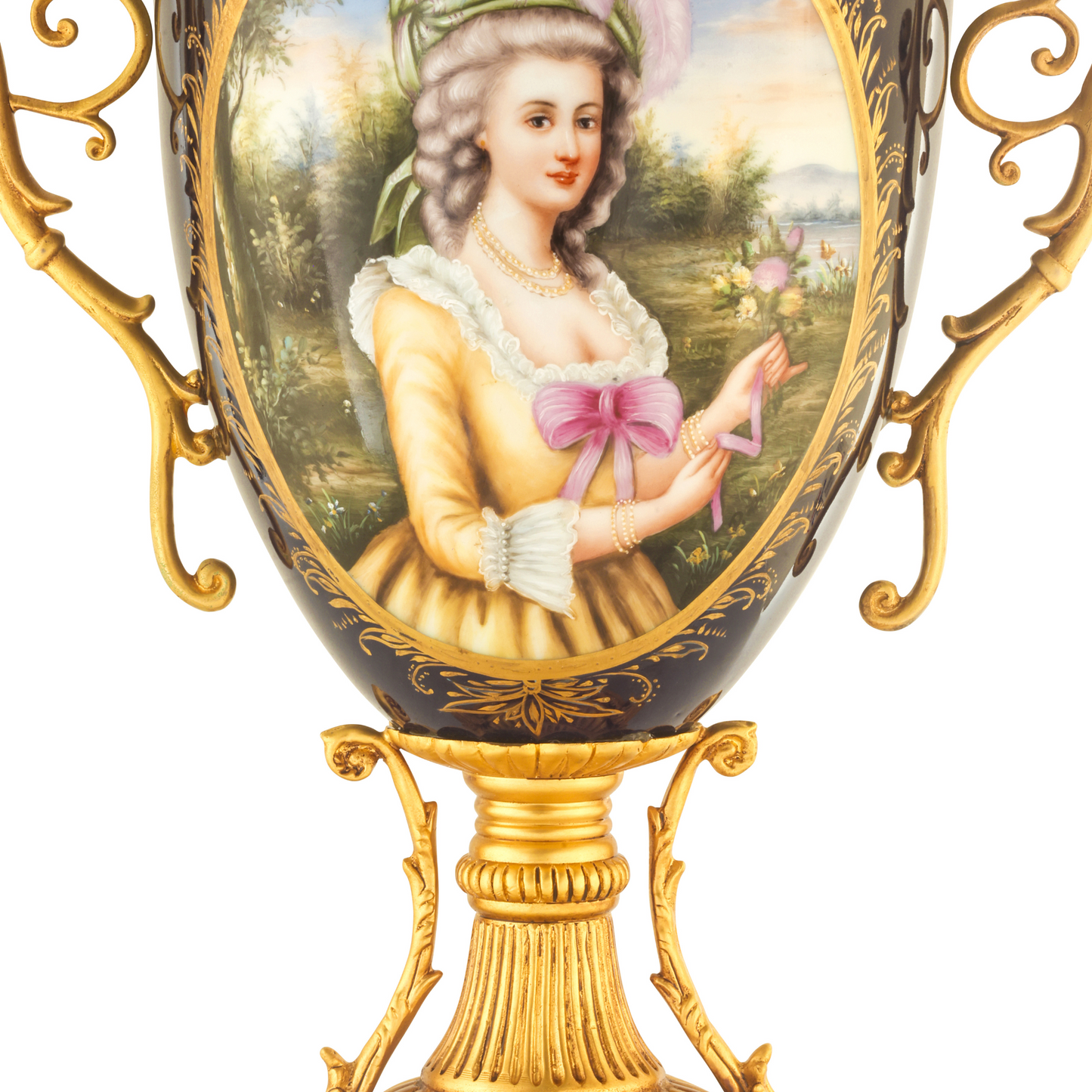 Bronze Handle Rococo Porcelain Vase