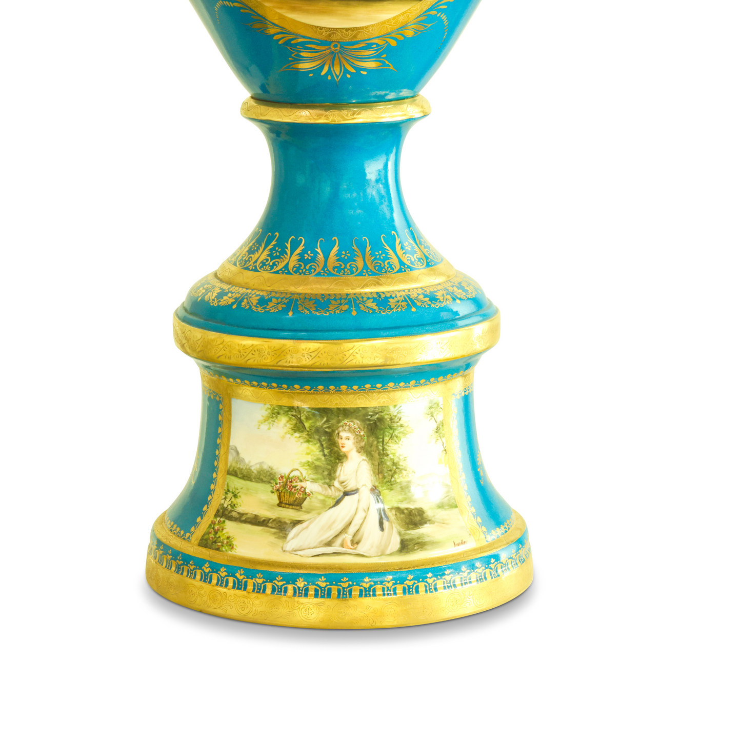 Hand-Painted Rococo Style Porcelain Vase