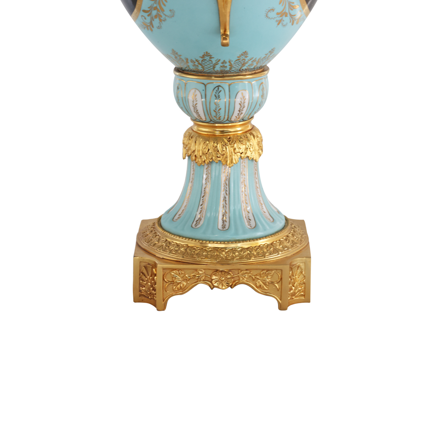 Hand-painted Porcelain Urn with Bronze Flowers