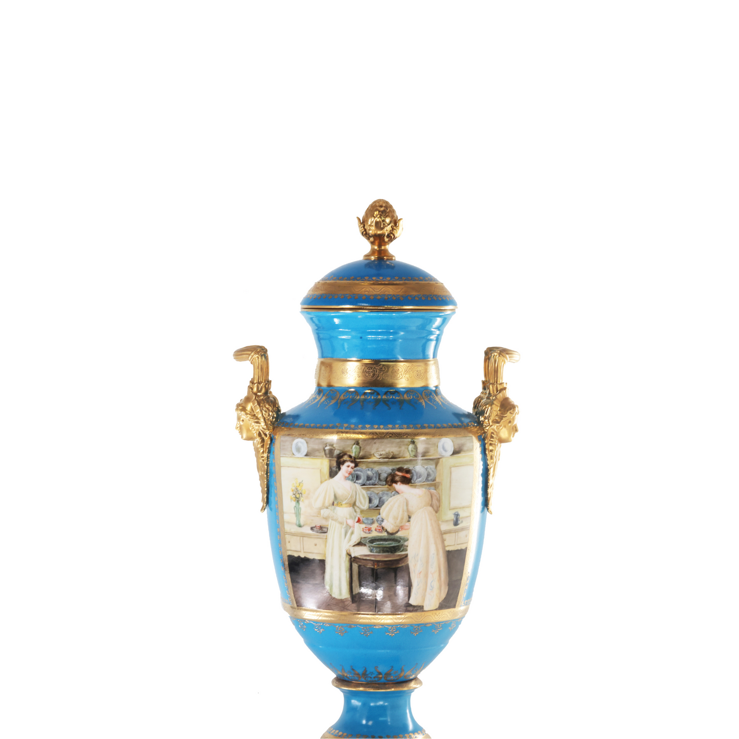 Gorgeous Hand-painted Porcelain And Bronze Vase