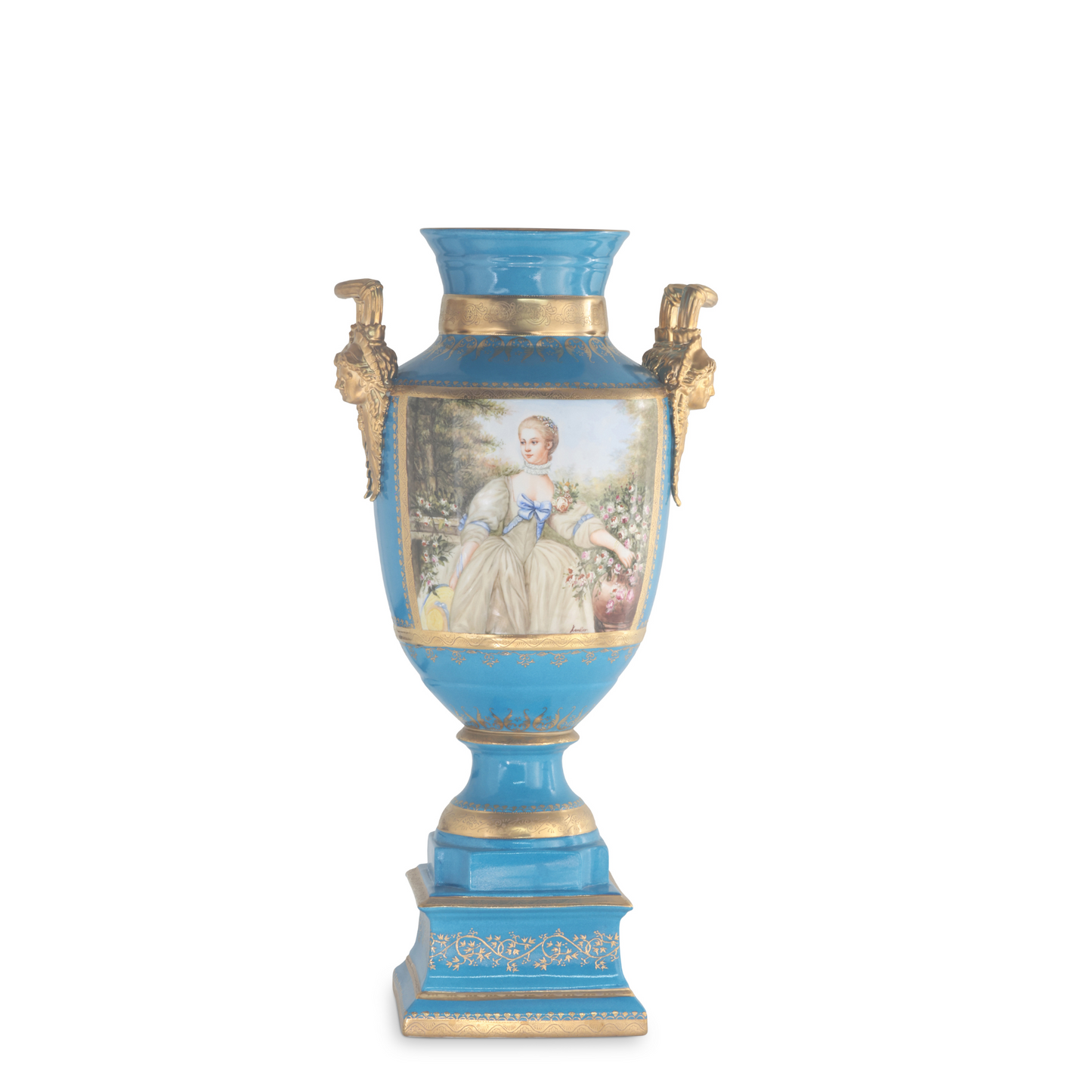 Gorgeous Hand-painted Porcelain And Bronze Vase