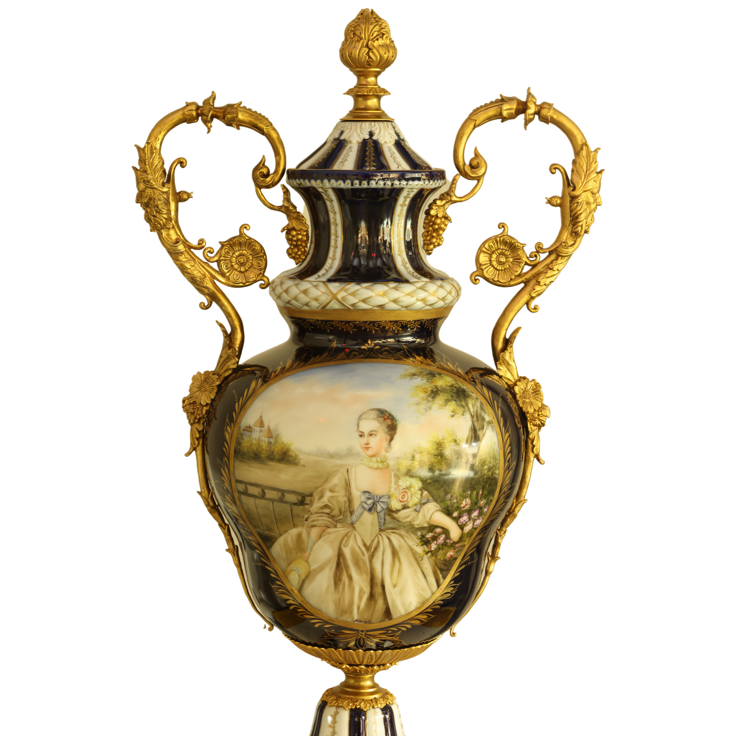 Hand-Painted Ornate Handle Society Vase