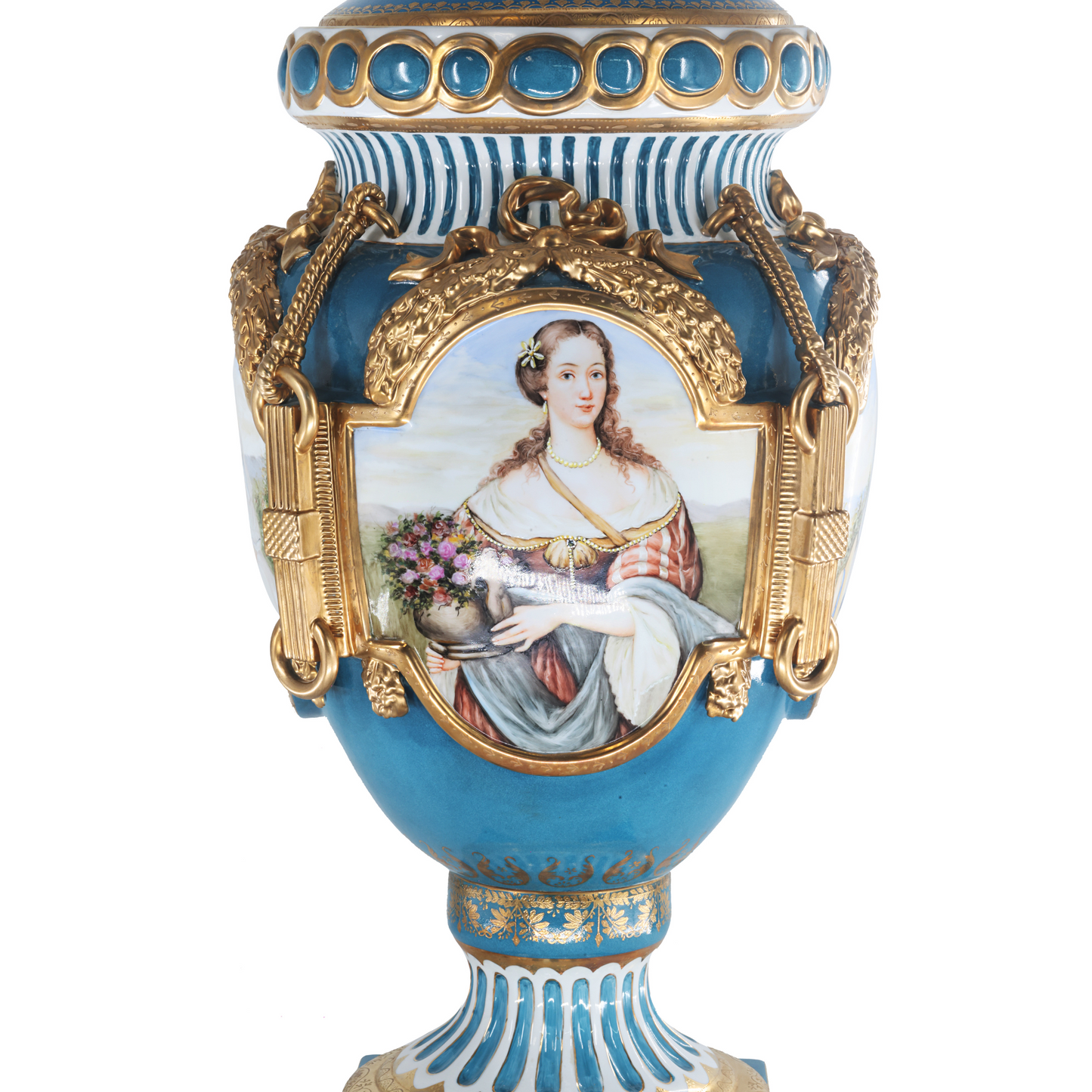 Hand Painted Rococo Style Porcelain Vase