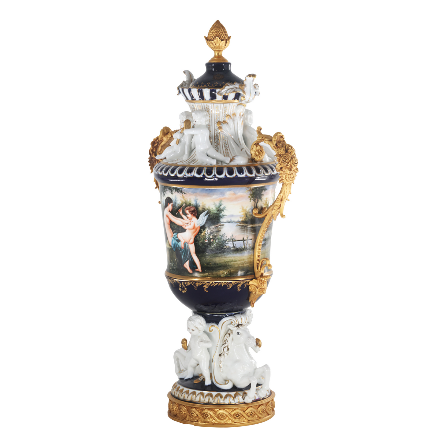 Bronze Handle Louis XV Style Porcelain Vase