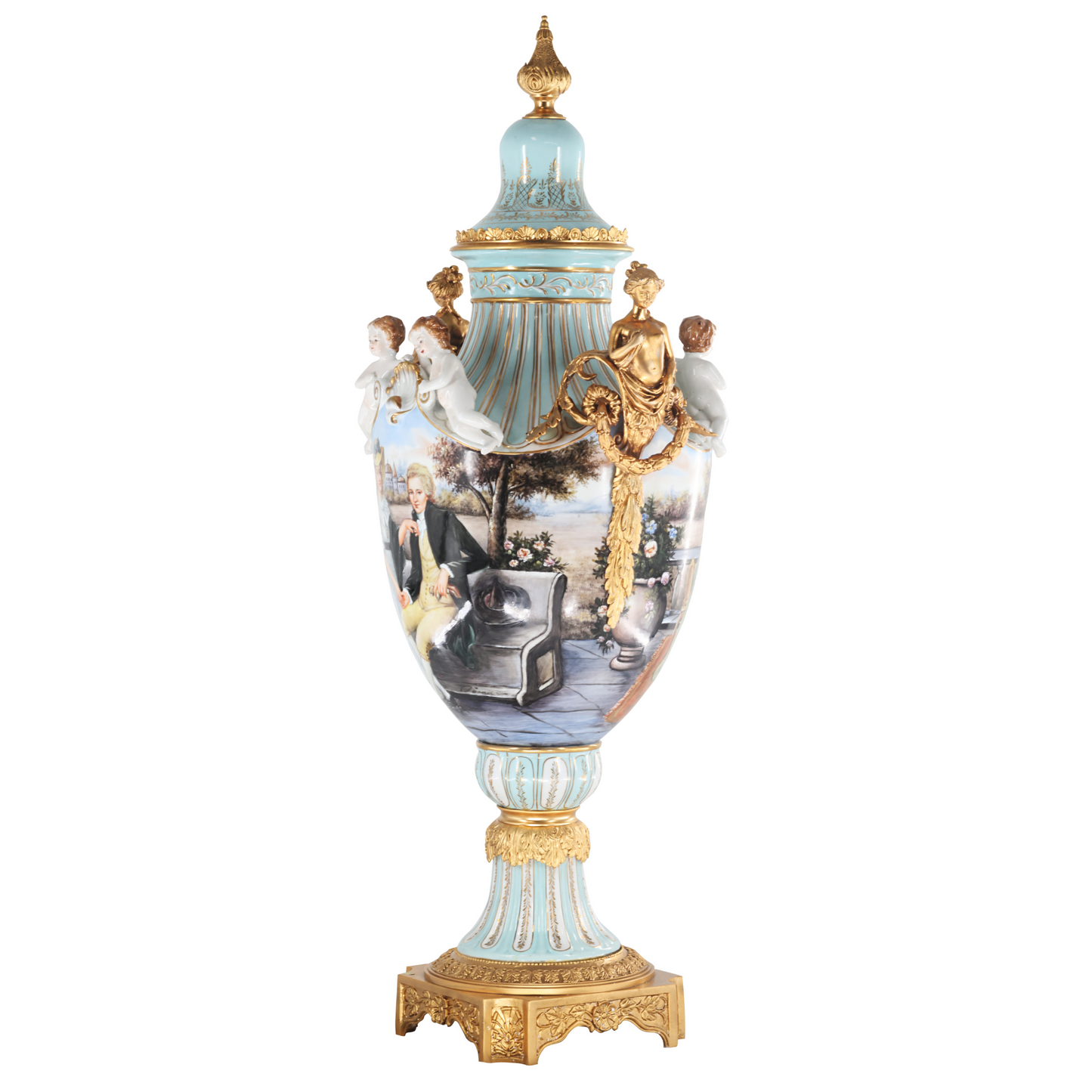 Gorgeous Rococo Style Hand-painted Porcelain Vase