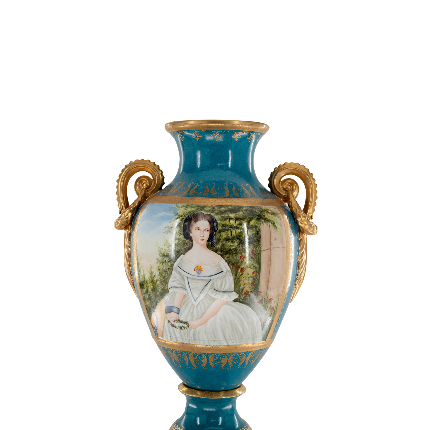 Gorgeous Hand-painted Porcelain And Bronze Vase