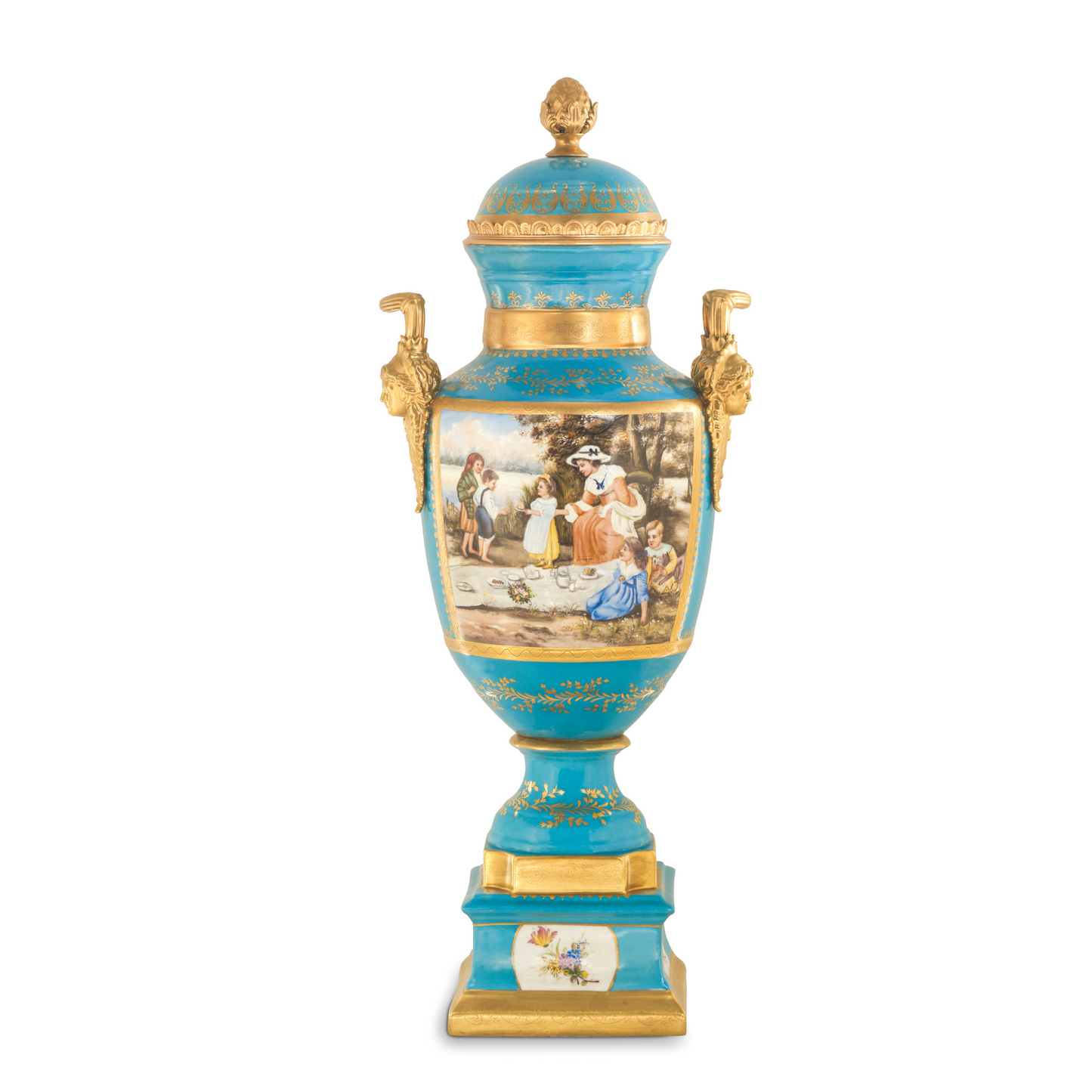 Gorgeous Hand-painted Porcelain And Bronze Vase