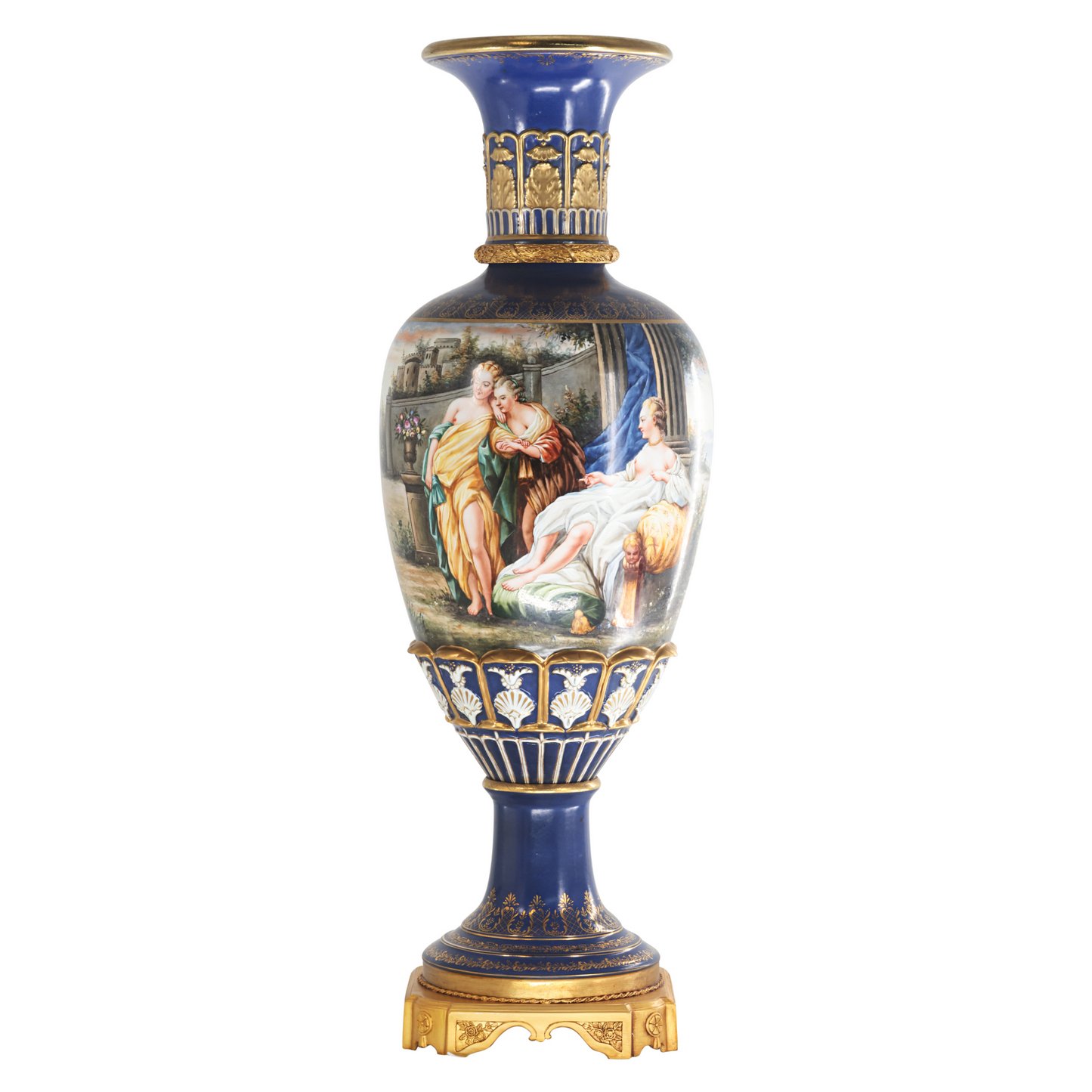 Hand-painted Rococo Style Vase with Hand-painted Motif