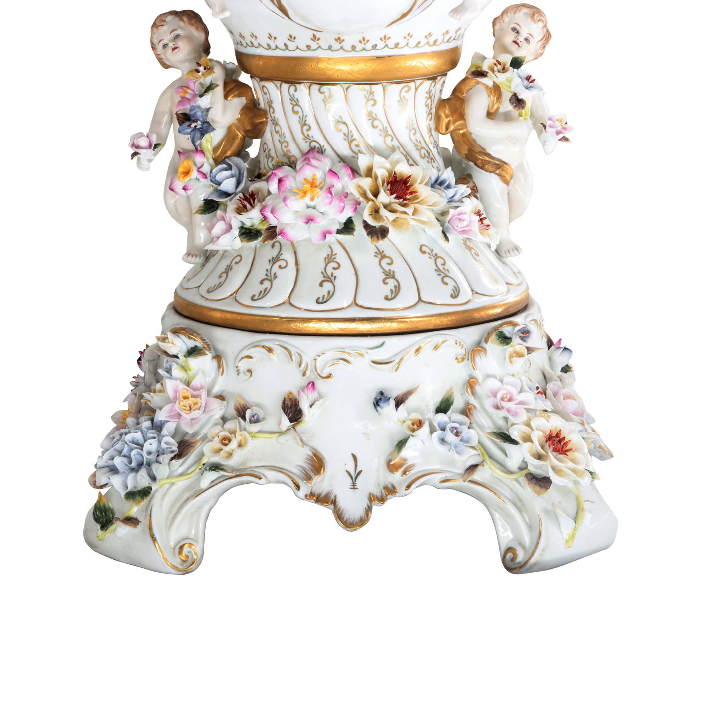 Hand-painted Rococo Three Dimensional Porcelain Flower Urn