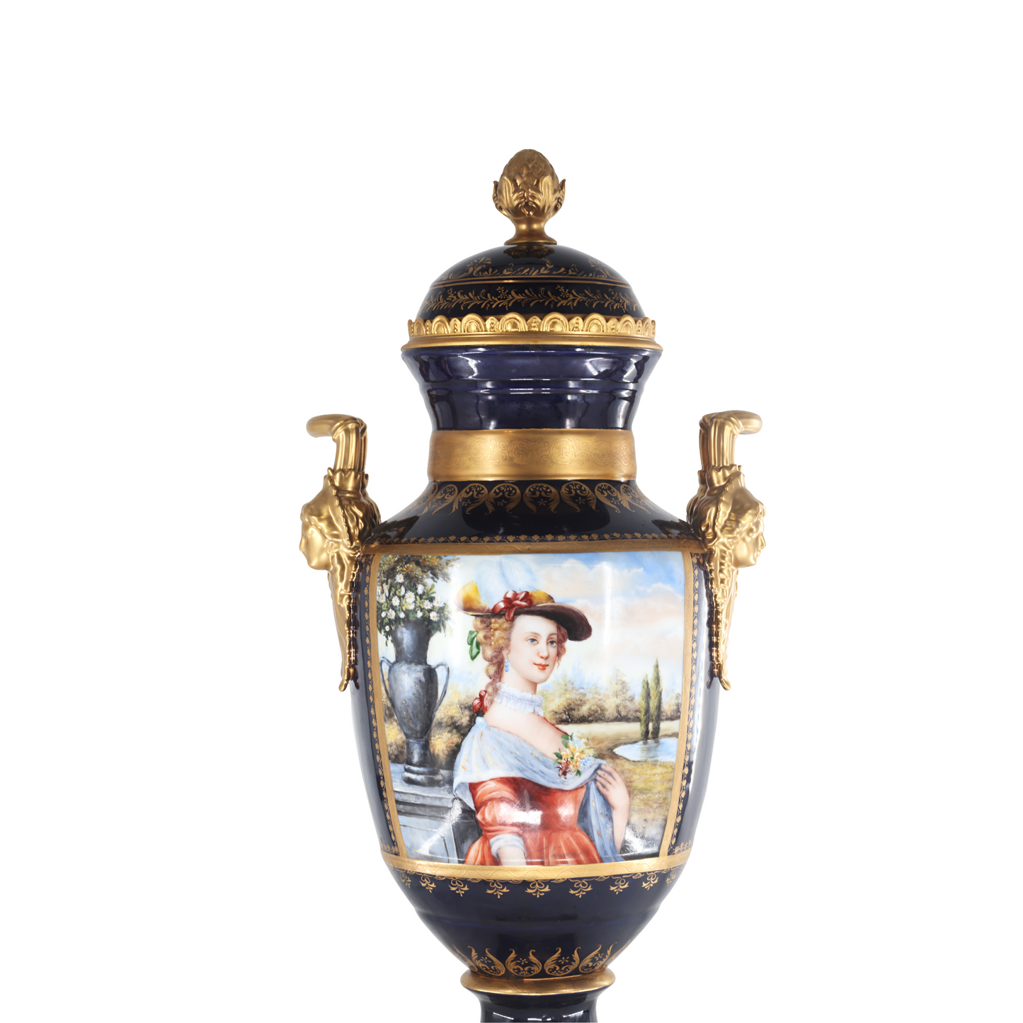 Gorgeous Hand-painted Porcelain And Bronze Vase