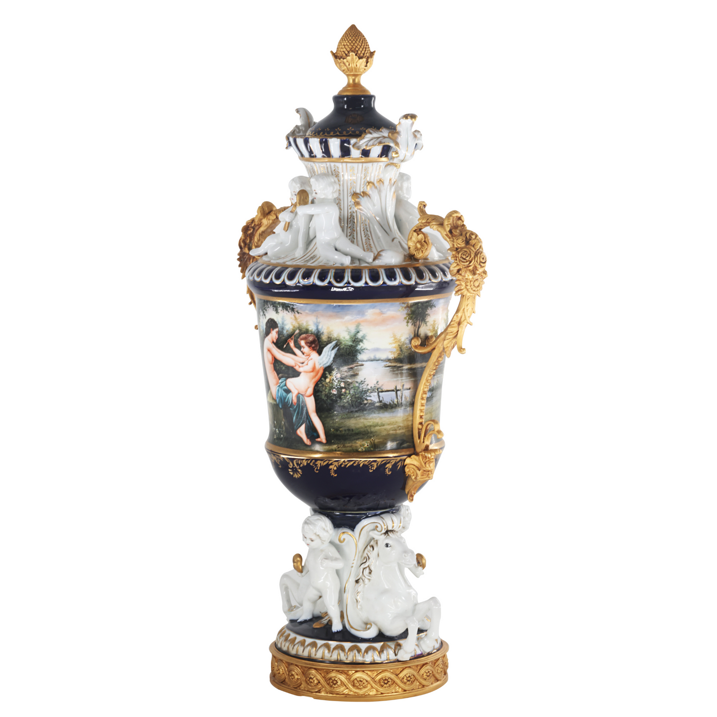 Bronze Handle Louis XV Style Porcelain Vase