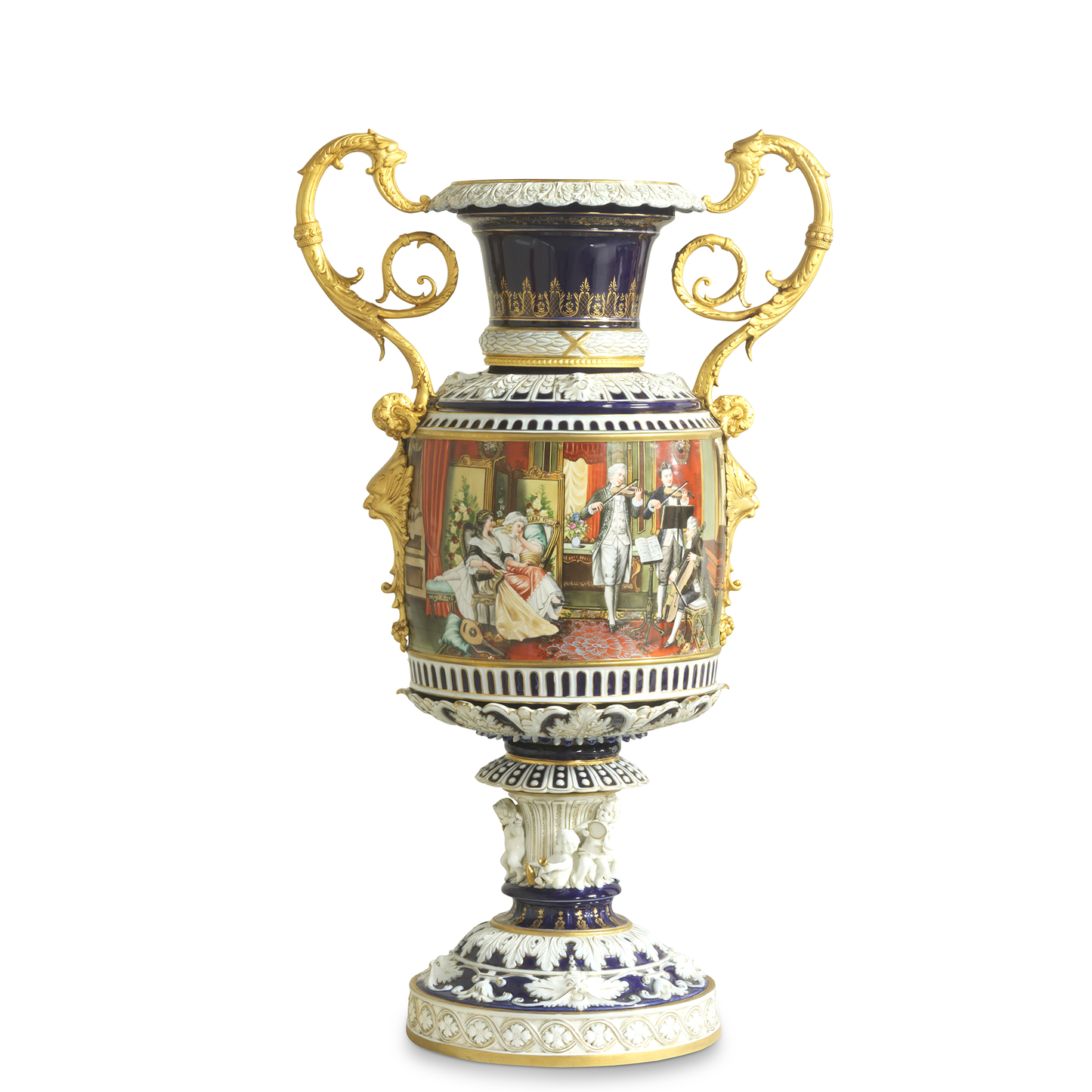 Hand-Painted Ornate Handle Society Vase