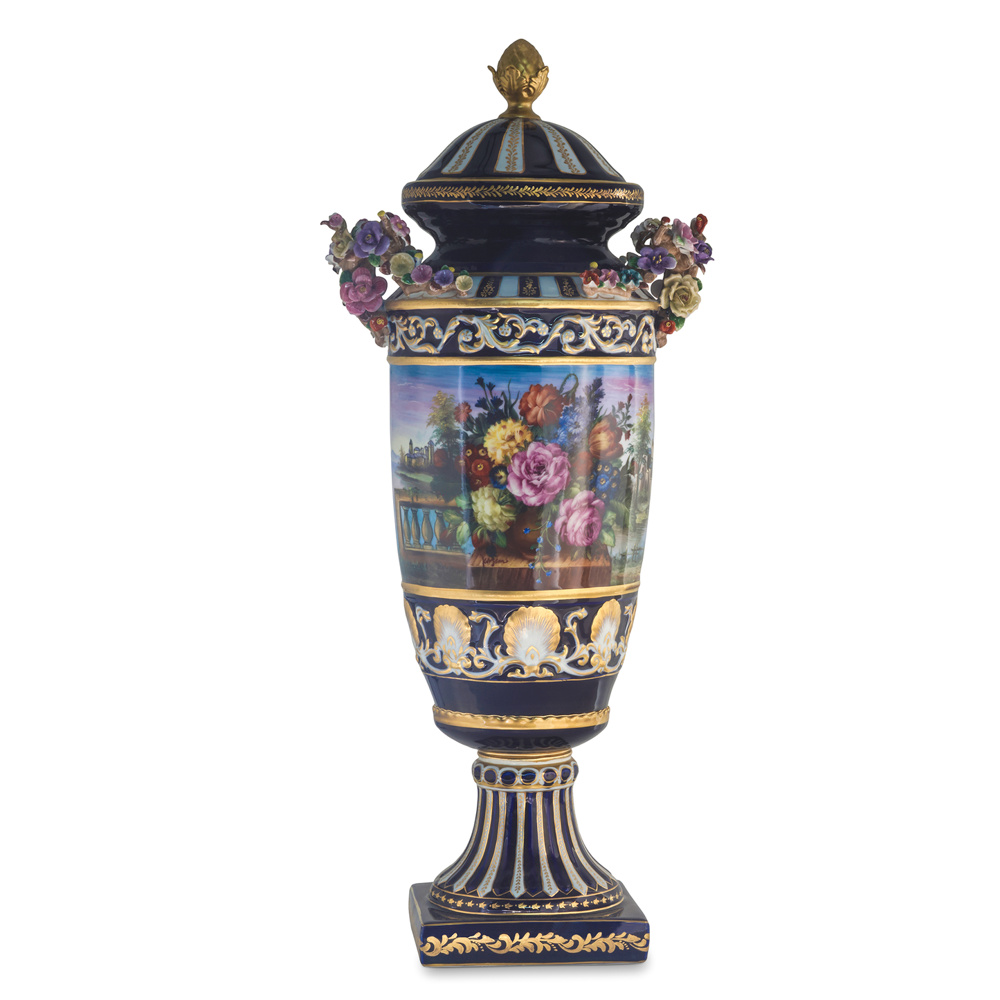 Tarro de Porcelana con Asa de Flor