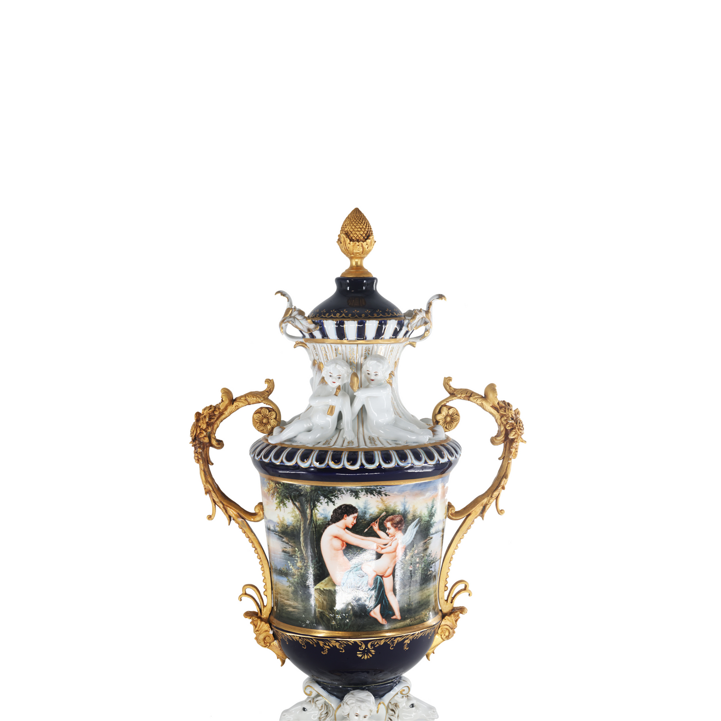 Bronze Handle Louis XV Style Porcelain Vase