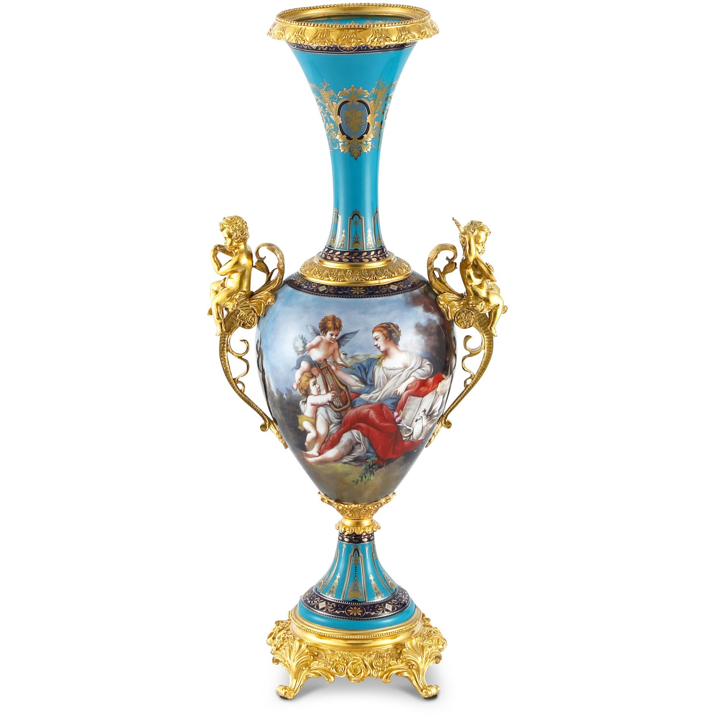 DECOELEVEN ™ Long Neck Vase with Cherub Handles