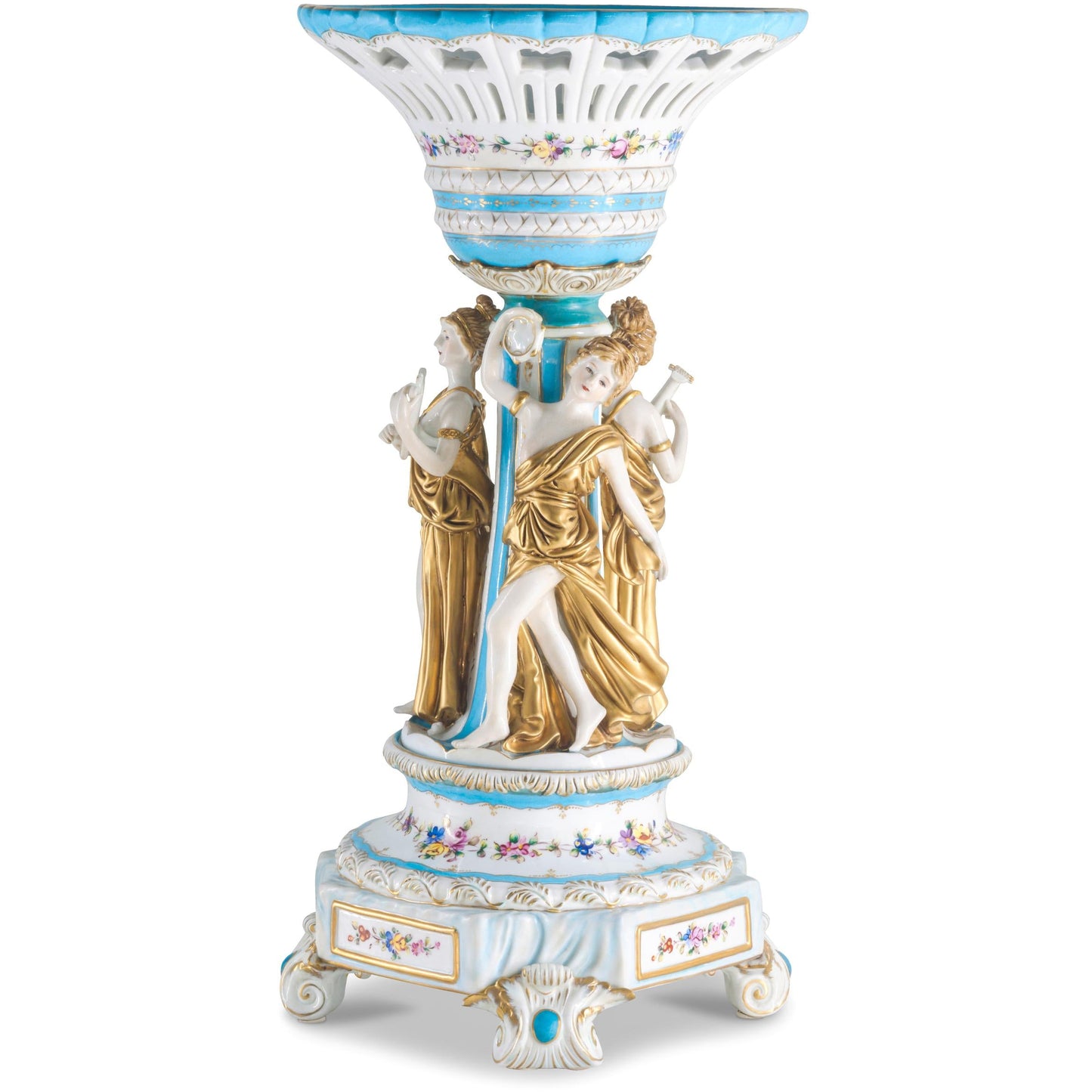 Hand-painted Rococo Style Porcelain Bowl With Three Muses