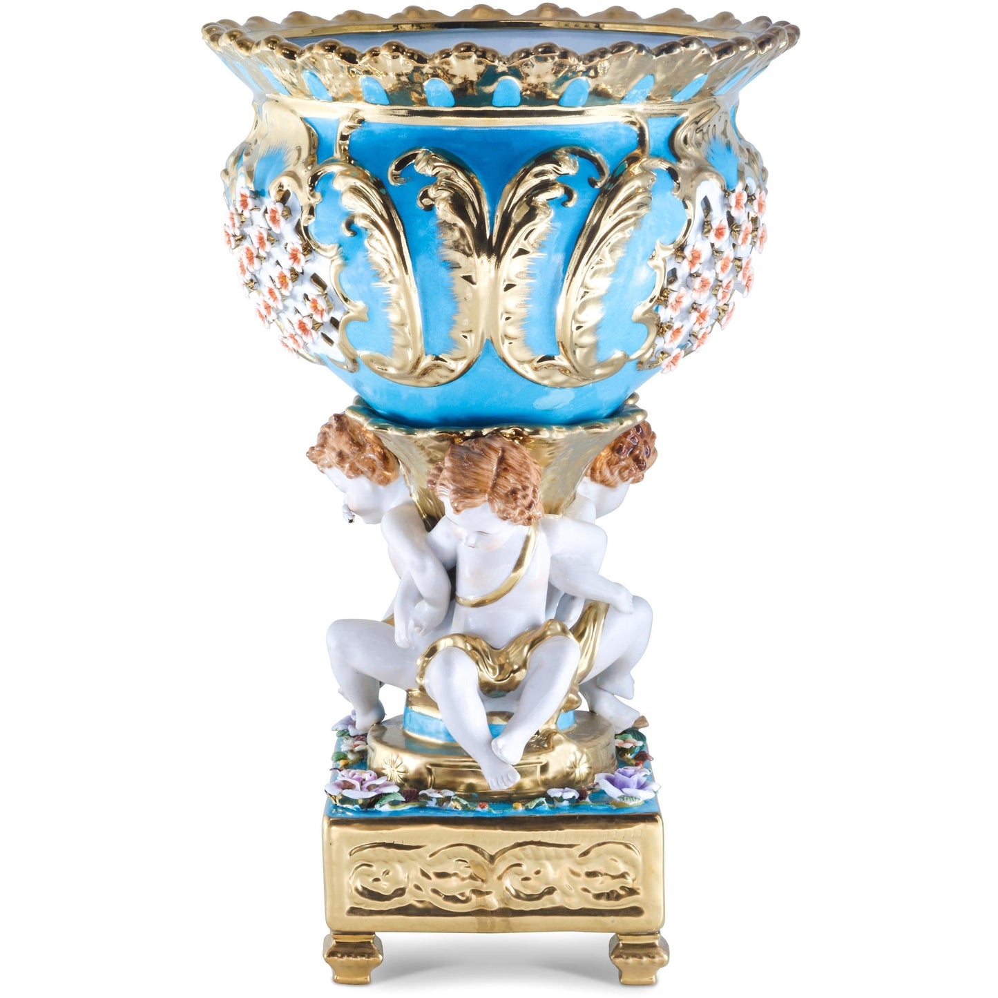 Teal Cherub Fruit Bowl