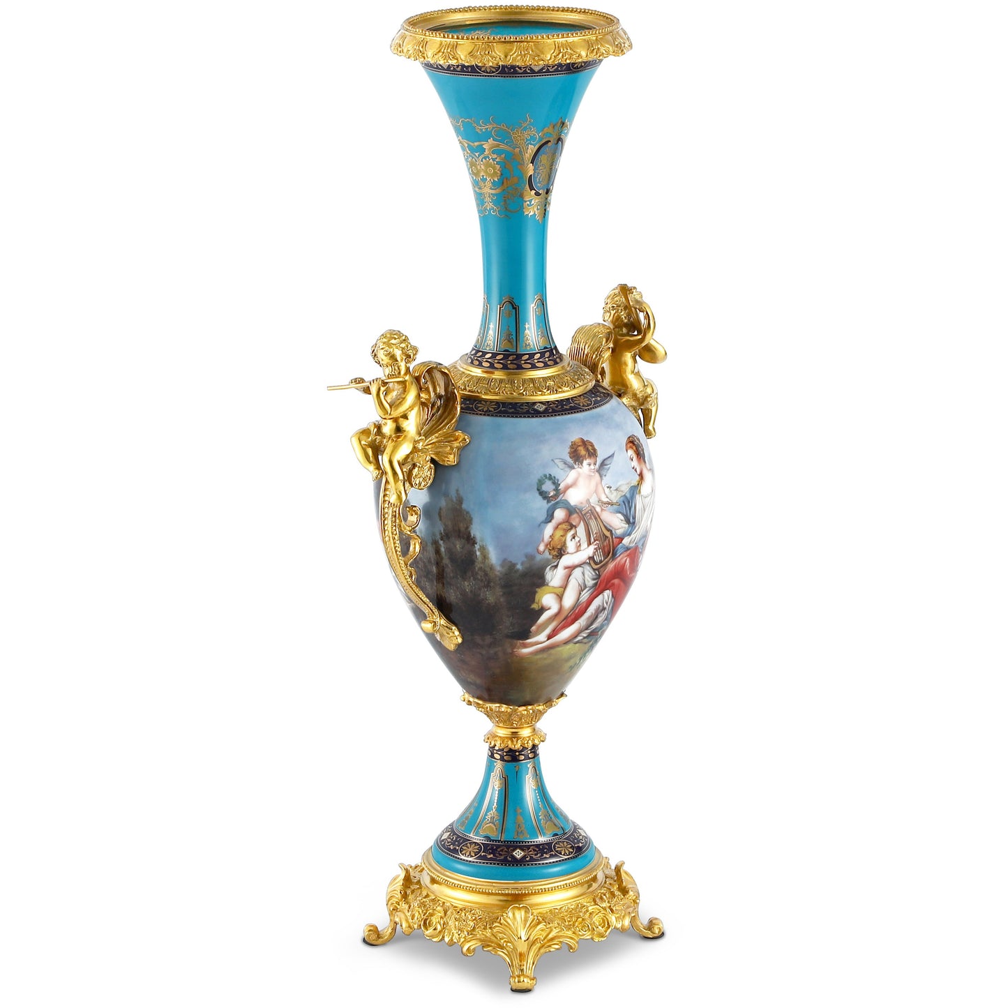 DECOELEVEN ™ Long Neck Vase with Cherub Handles