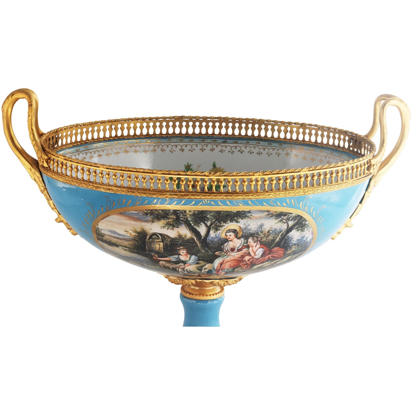 Romantic Porcelain and Bronze Serving Bowl