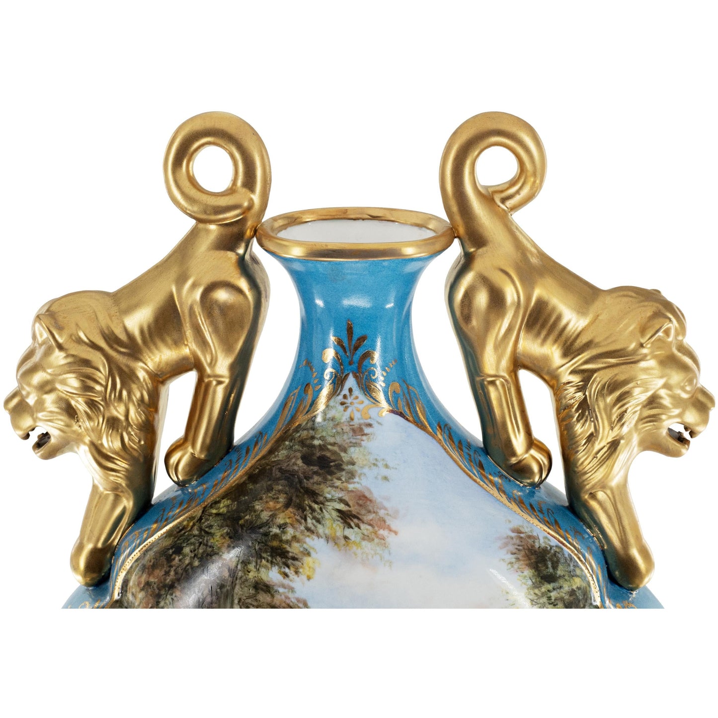 Jarrón Plano Porcelana Asa León
