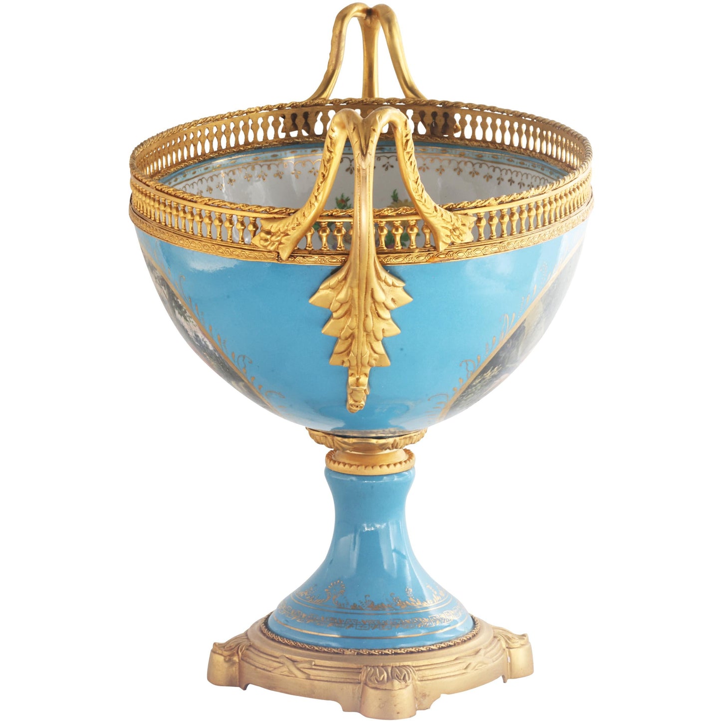 Romantic Porcelain and Bronze Serving Bowl