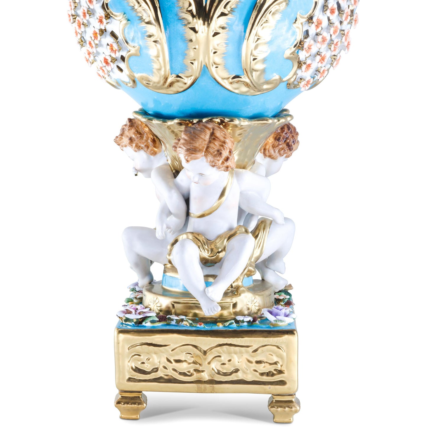 Teal Cherub Fruit Bowl