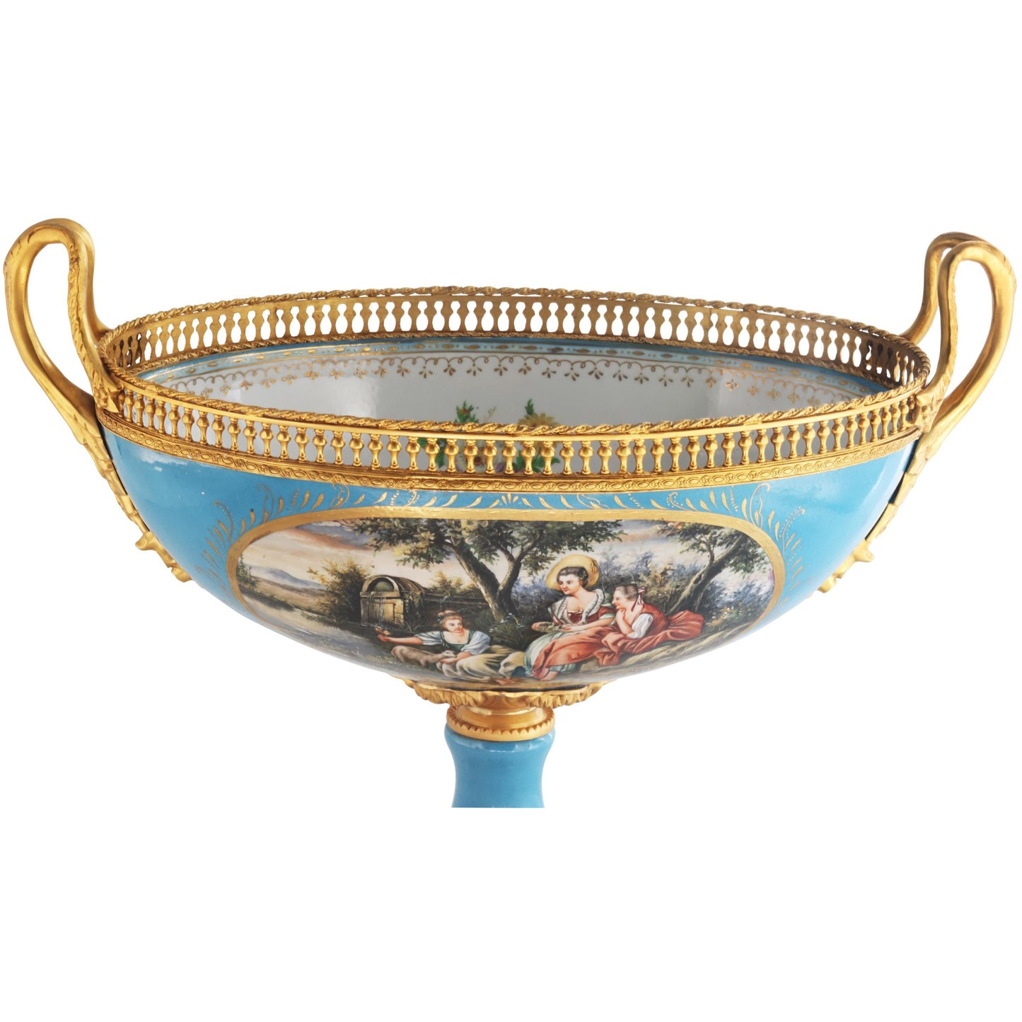 Romantic Porcelain and Bronze Serving Bowl
