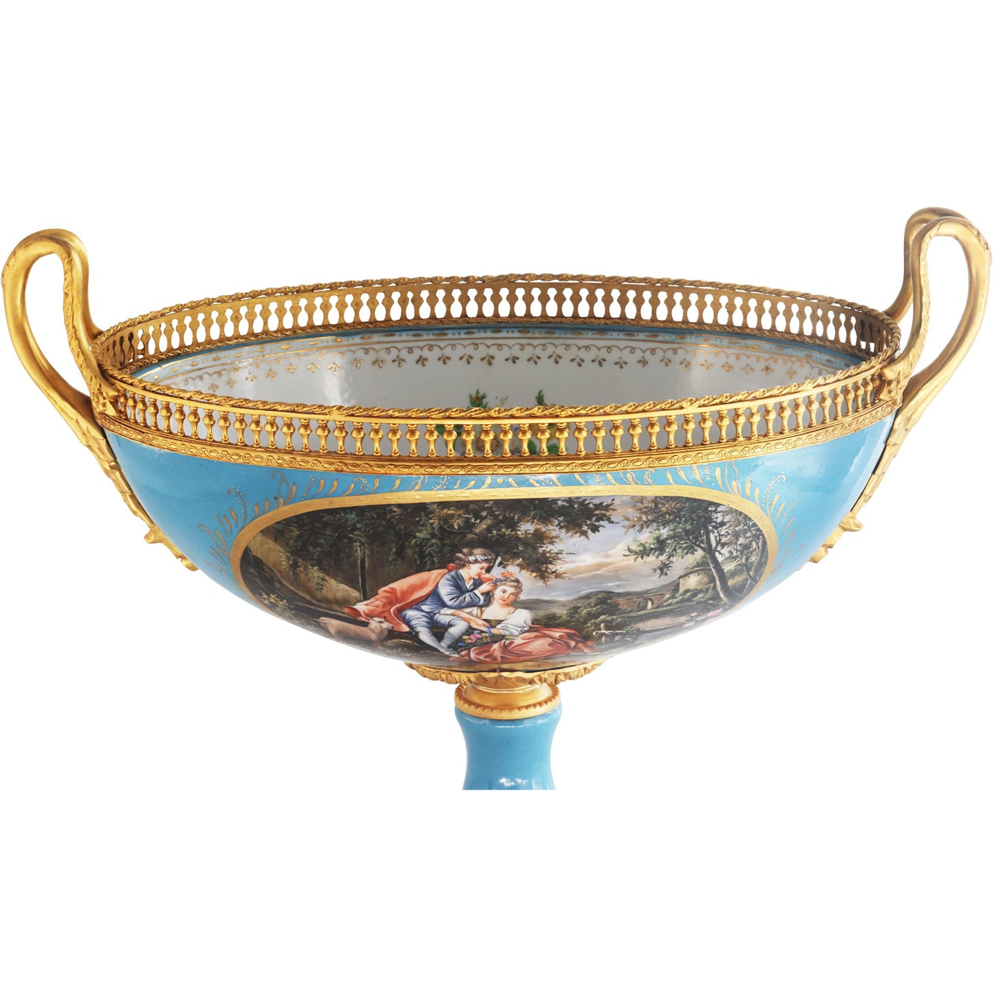 Romantic Porcelain and Bronze Serving Bowl