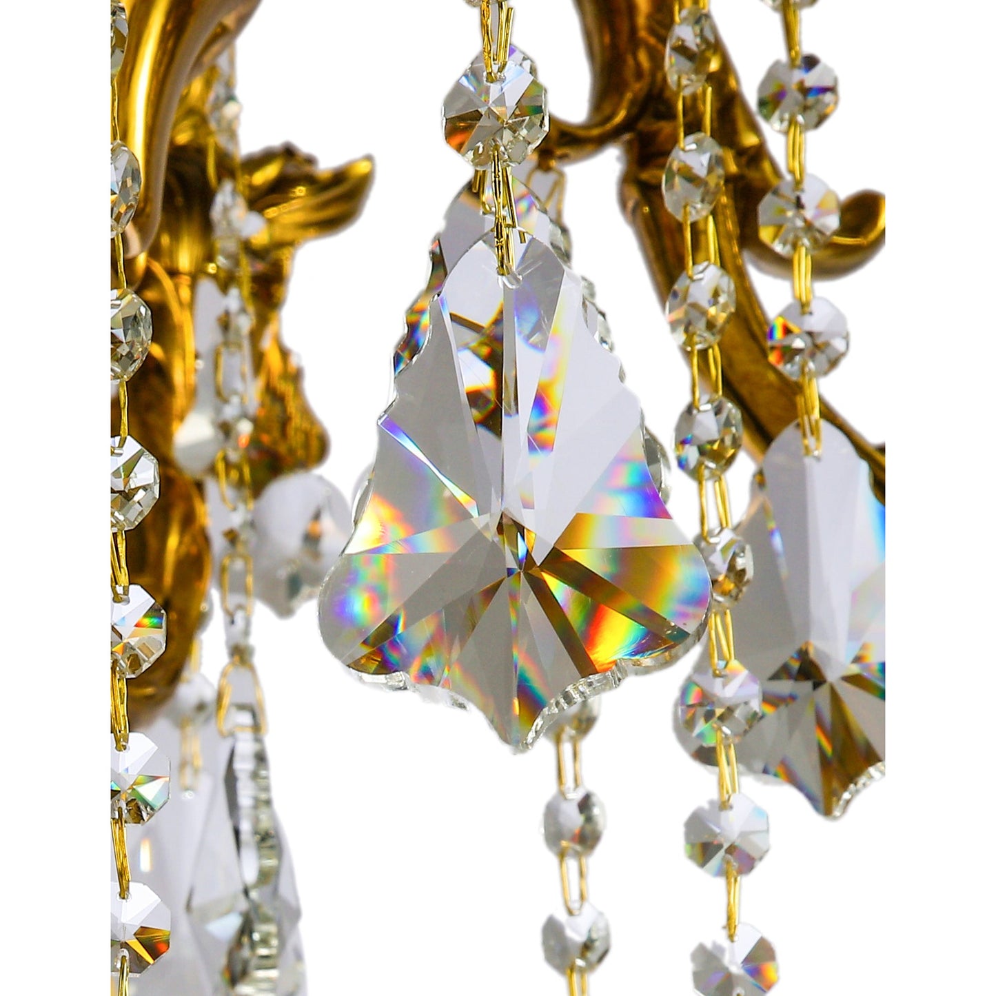 Twelve Candle Brass and Crystal Chandelier