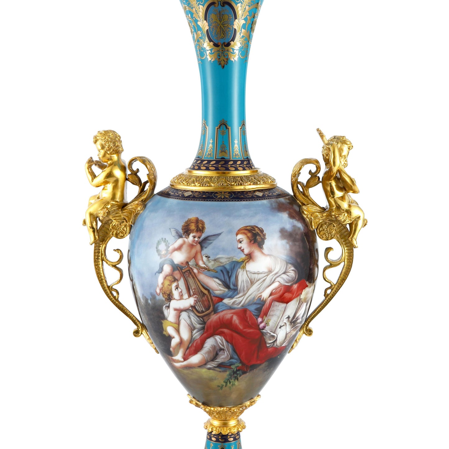 DECOELEVEN ™ Long Neck Vase with Cherub Handles
