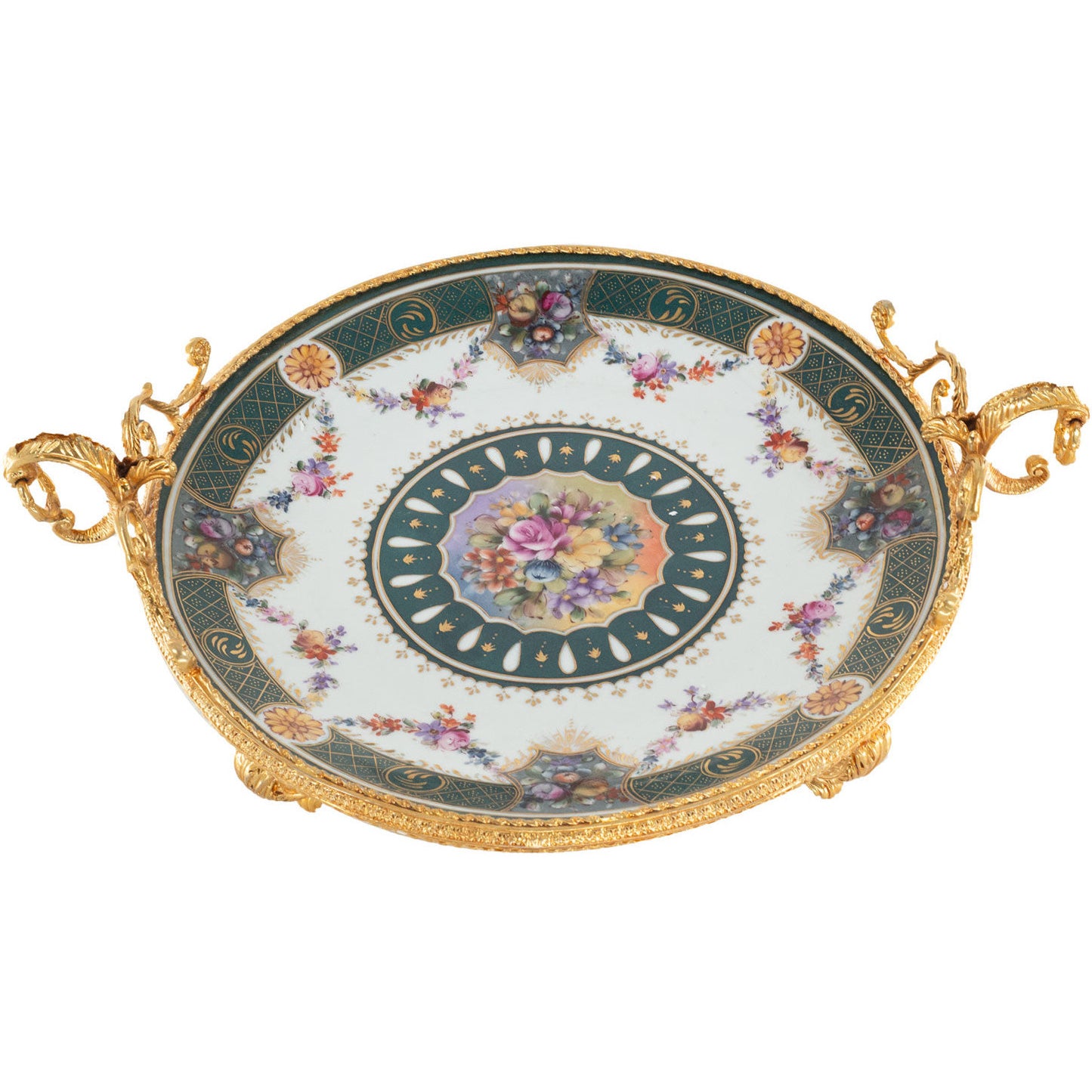 Bronze And Porcelain Serving Dish in Green