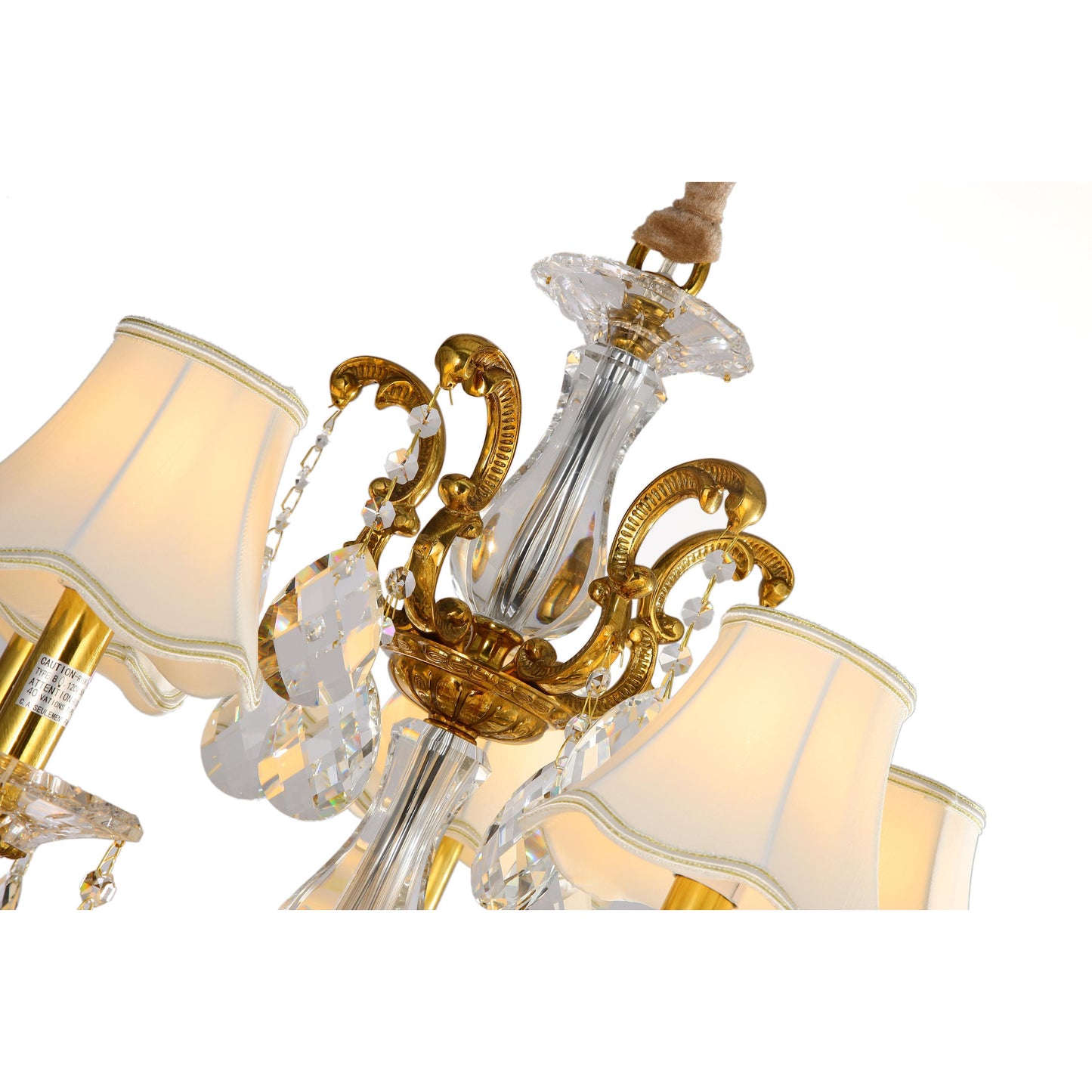 Three Tier Brass and Crystal Chandelier