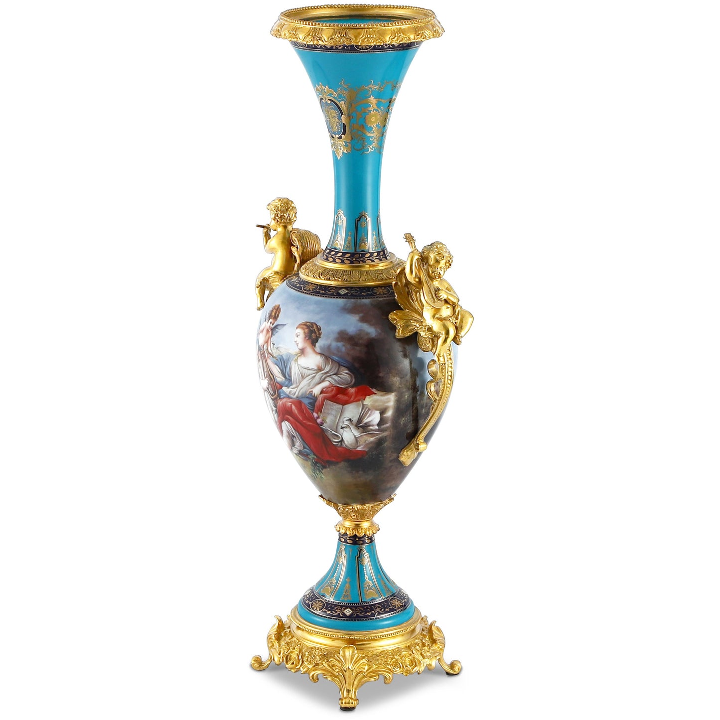 DECOELEVEN ™ Long Neck Vase with Cherub Handles