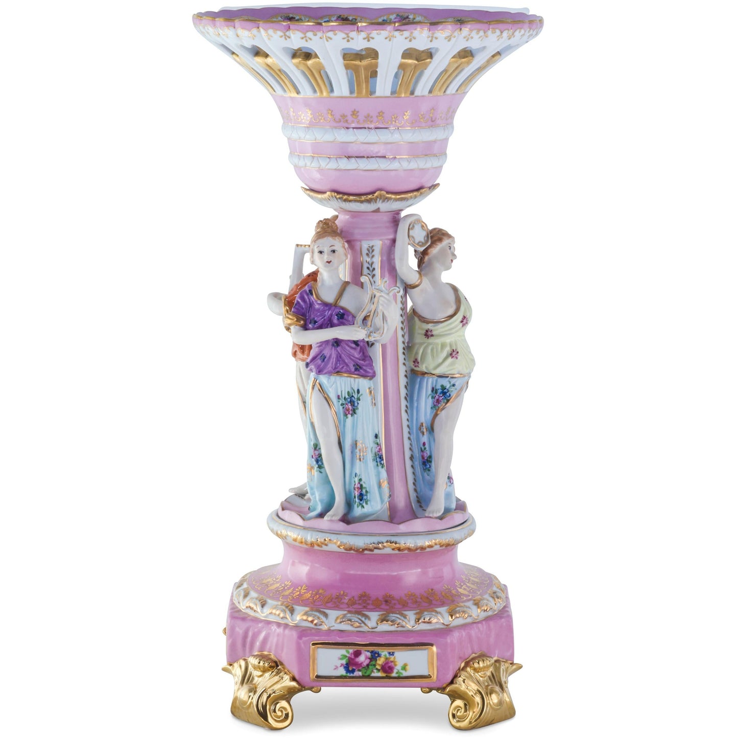 Hand-painted Rococo Style Porcelain Bowl With Three Muses