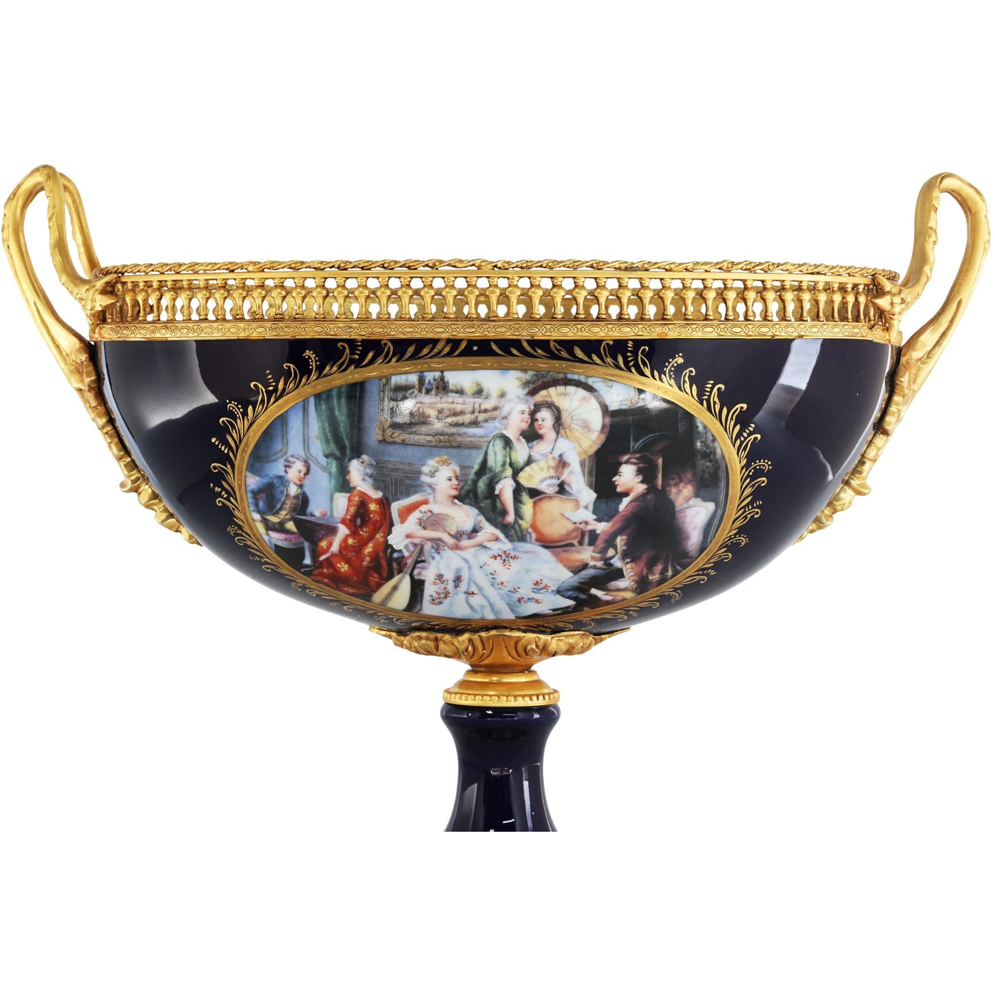Hand-Painted Rococo Style Porcelain Serving Bowl