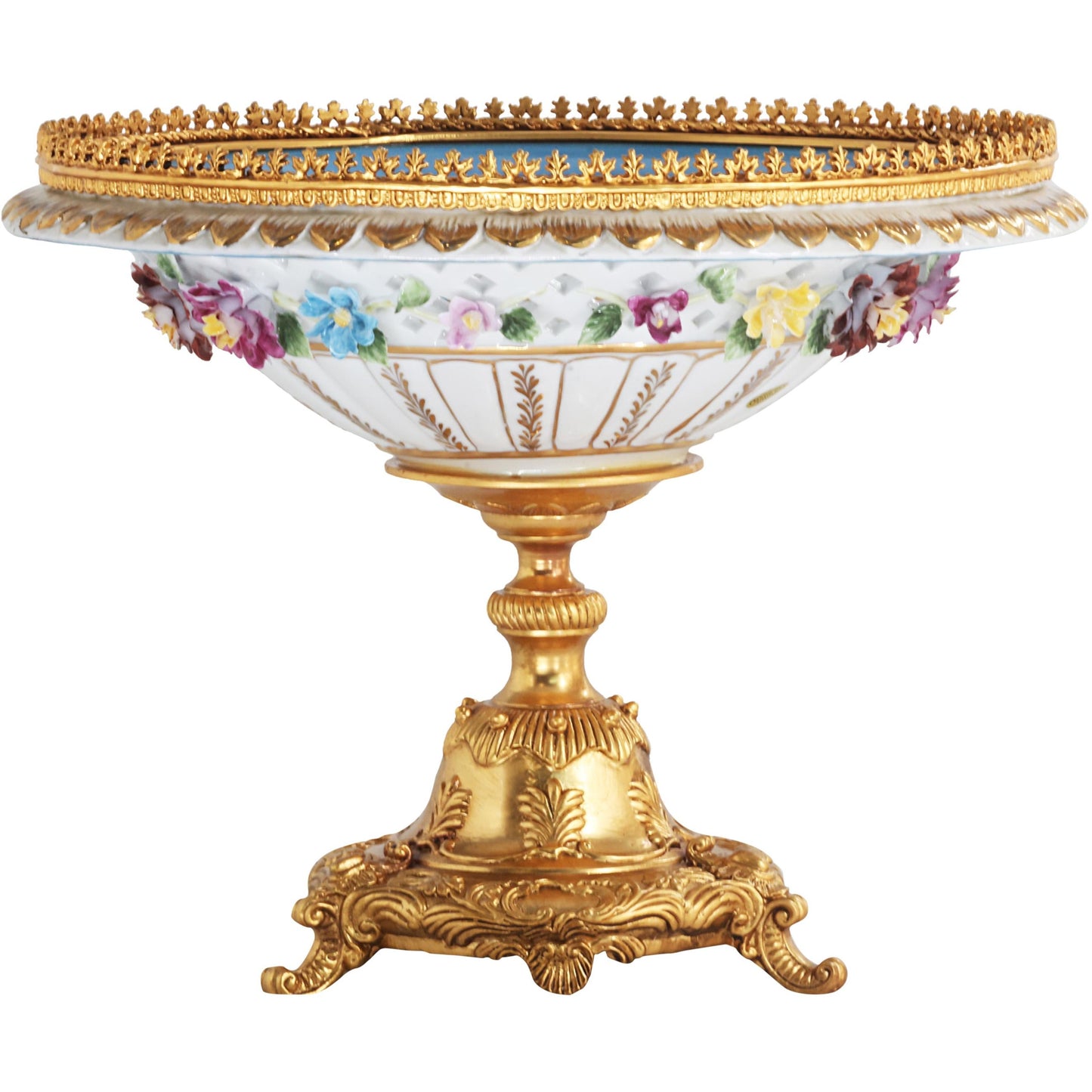 Hand-painted White Porcelain Floral Serving Bowl