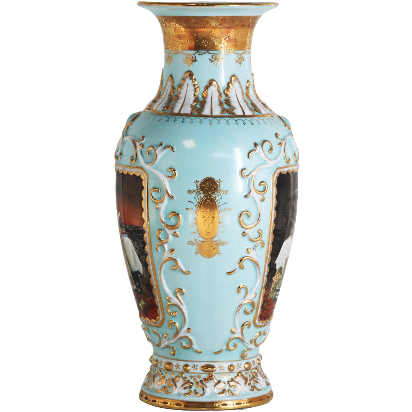 Jarrón de porcelana verde azulado